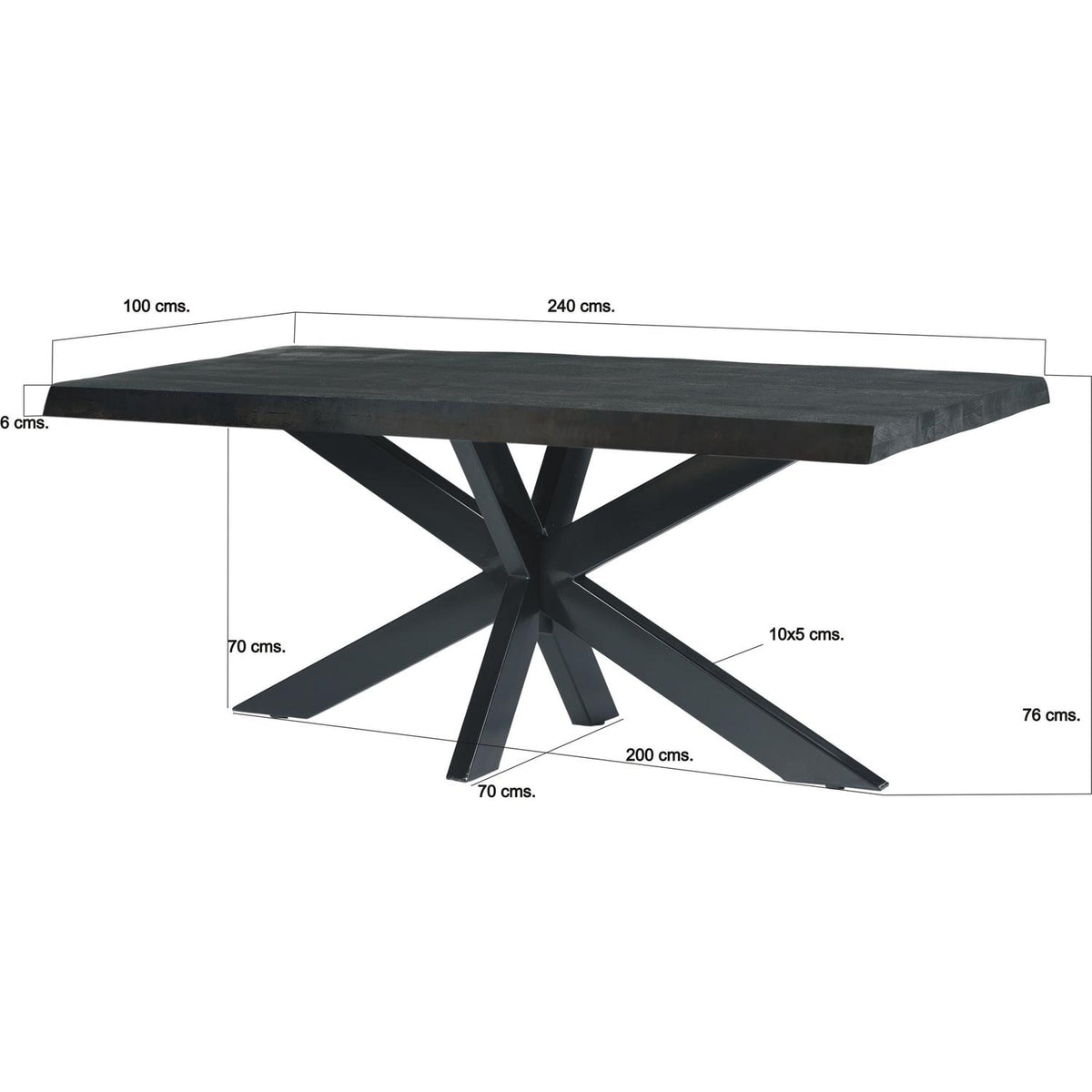 Esstisch Norris 240cm aus Massivholz - Schwarz-Esstische Rechteckig-Livingfurn-le canapé
