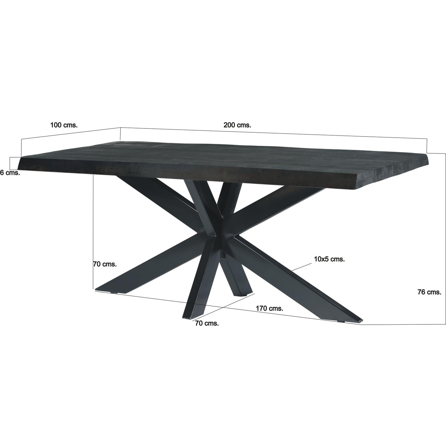 Esstisch Norris aus Mangoholz 200cm - Schwarz-Esstische Rechteckig-Livingfurn-le canapé