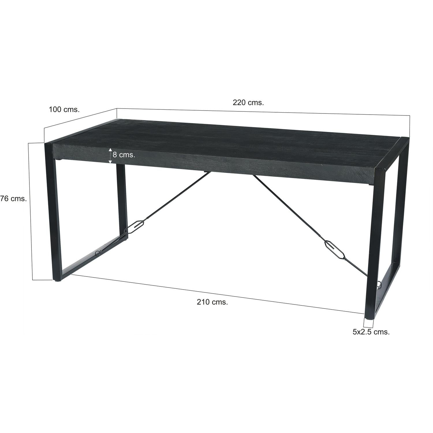 Esstisch Norris aus Mangoholz 220cm - Schwarz-Esstische Rechteckig-Livingfurn-le canapé