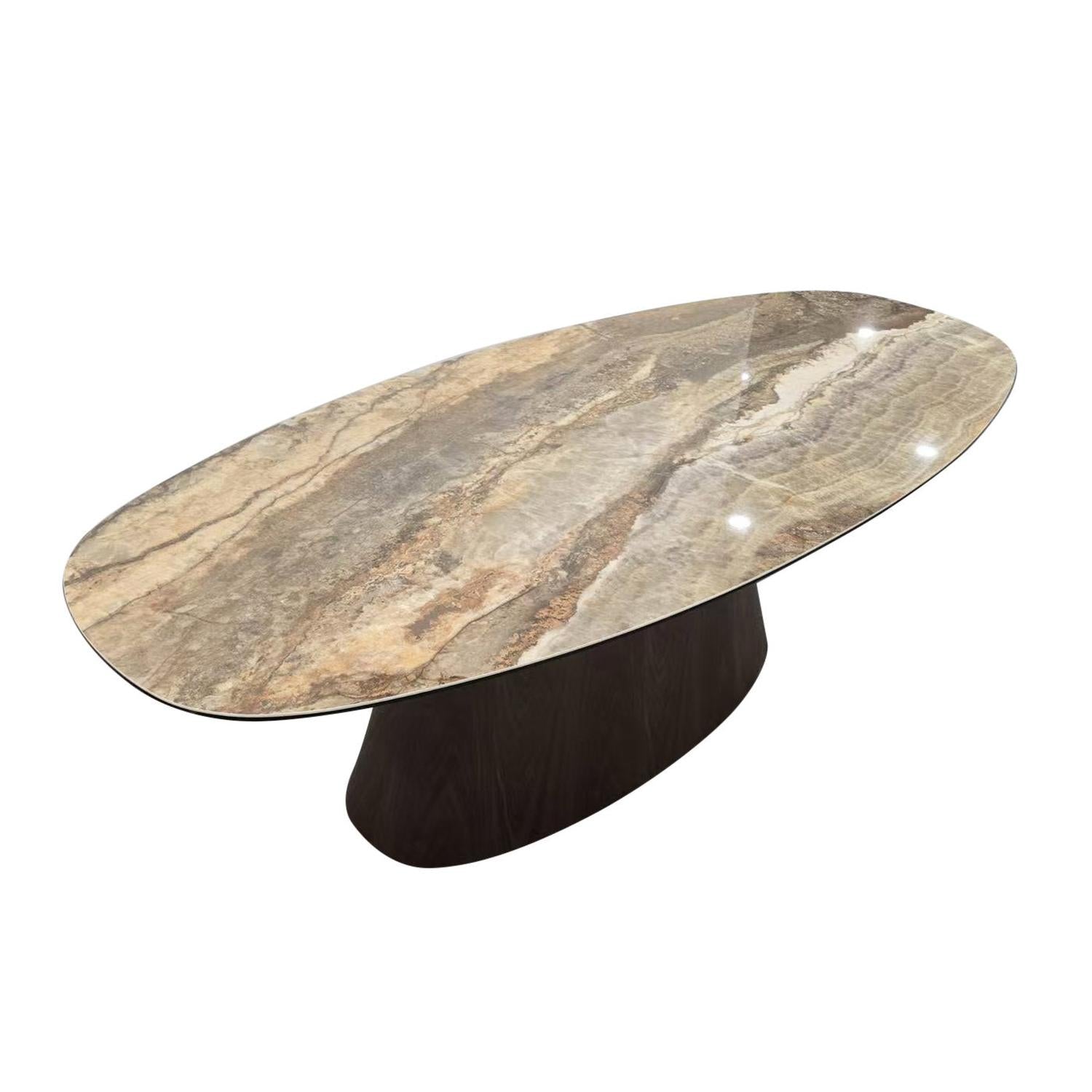 Esstisch Onyx Oval 220cm mit Keramikplatte - Beige-Esstische Oval-Pole to Pole-le canapé