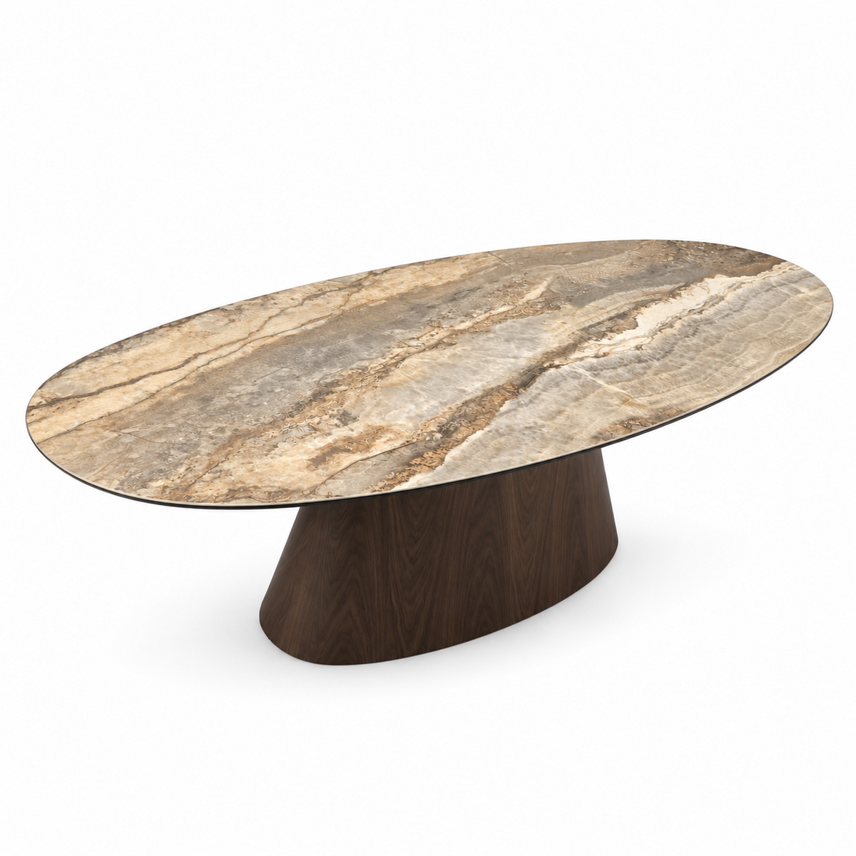 Esstisch Onyx Oval 220cm mit Keramikplatte in Marmoroptik - Beige-Esstische Oval-Pole to Pole-le canapé