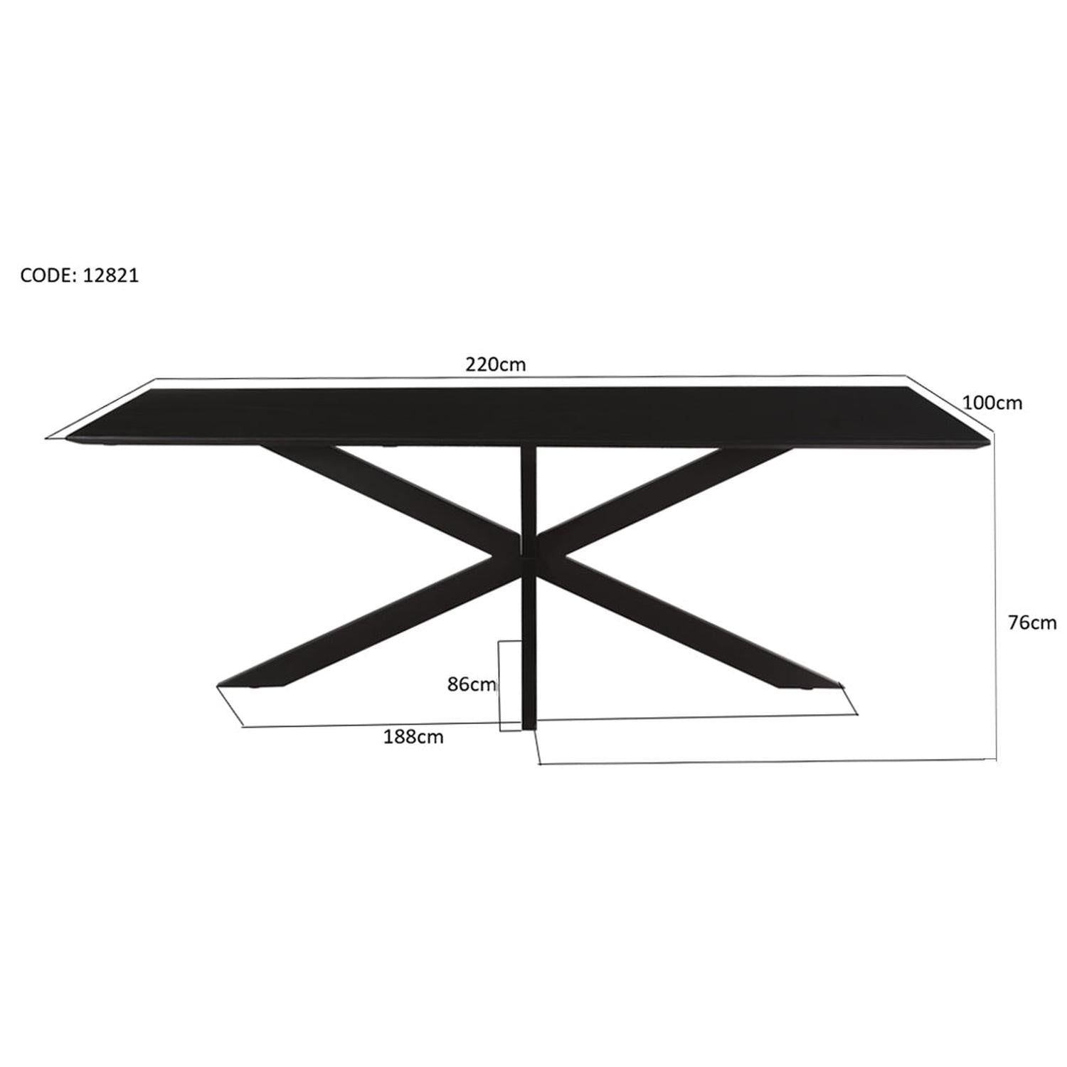 Esstisch Oslo aus Akazienholz 220cm - Schwarz-Esstische Rechteckig-Livingfurn-le canapé