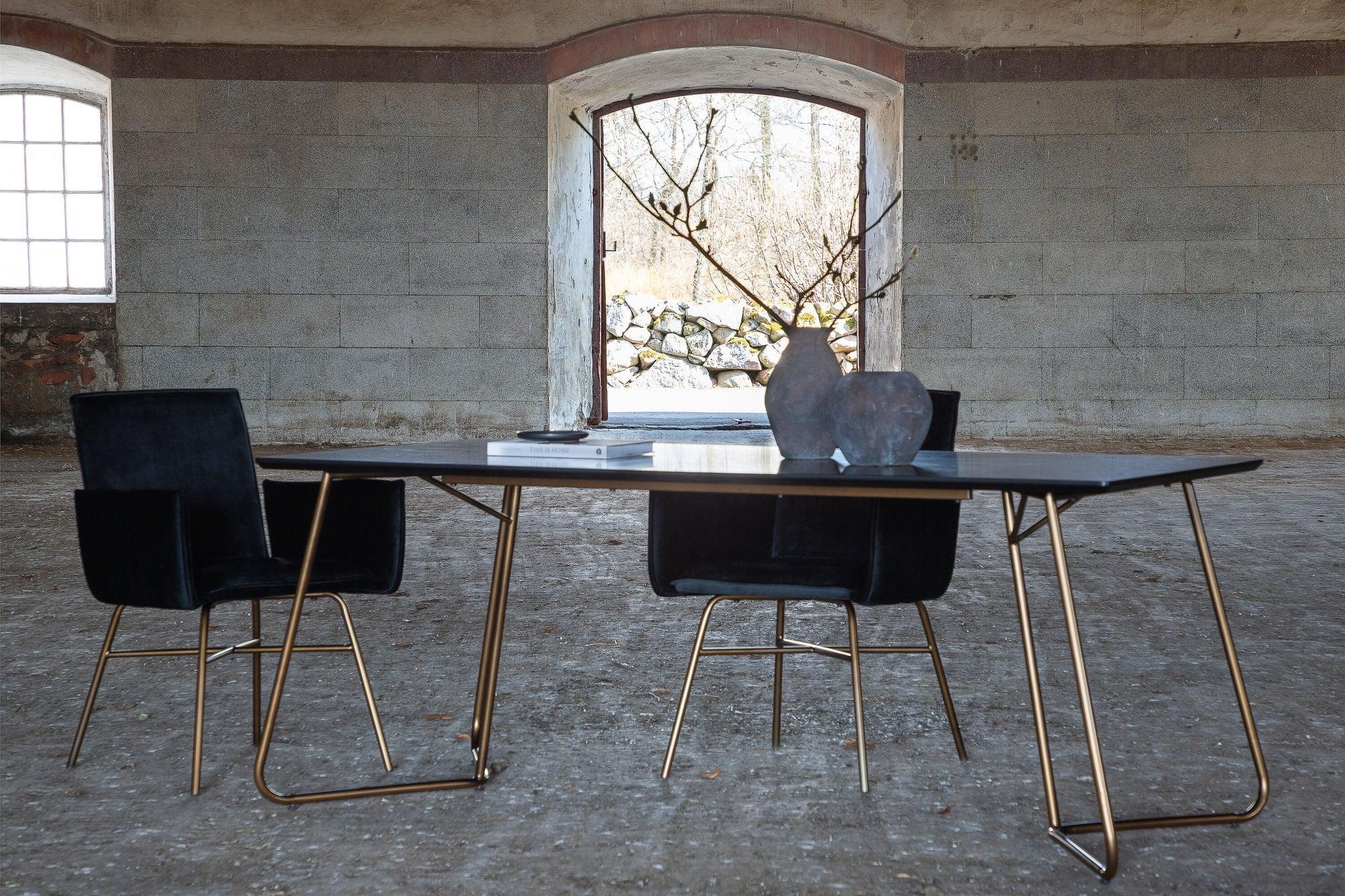 Esstisch Petra 190*90cm - Schwarz / Kupfer-Esstische Rechteckig-Venture Home-le canapé
