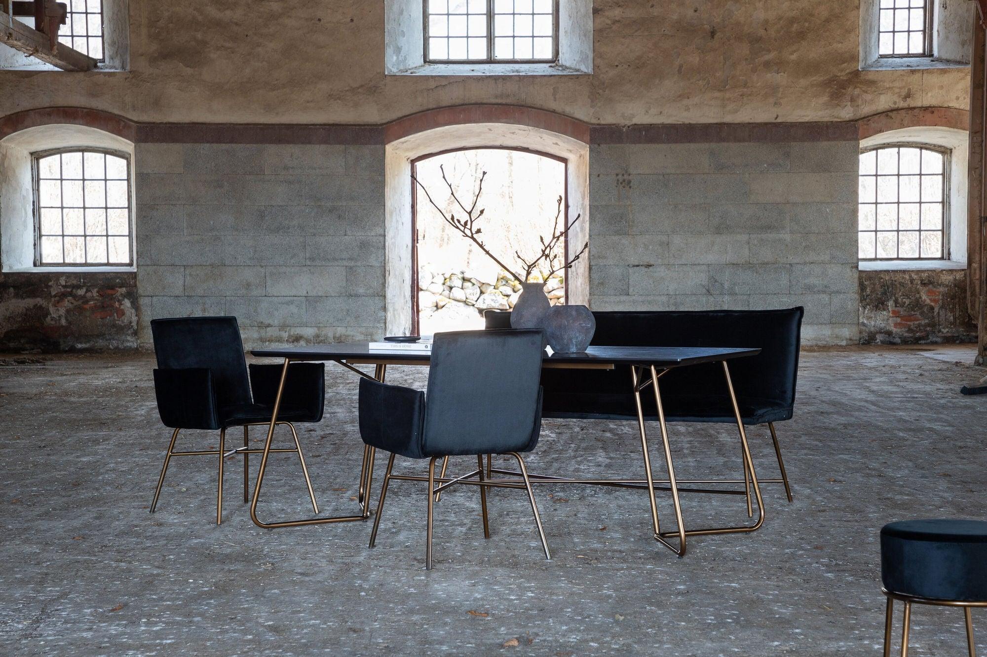 Esstisch Petra 190*90cm - Schwarz / Kupfer-Esstische Rechteckig-Venture Home-le canapé