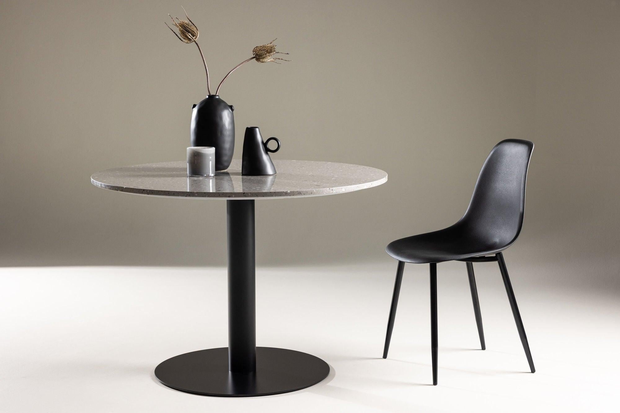 Esstisch Razzia Ø106cm - Grau Terazzo / Schwarz-Esstische Rund-Venture Home-le canapé