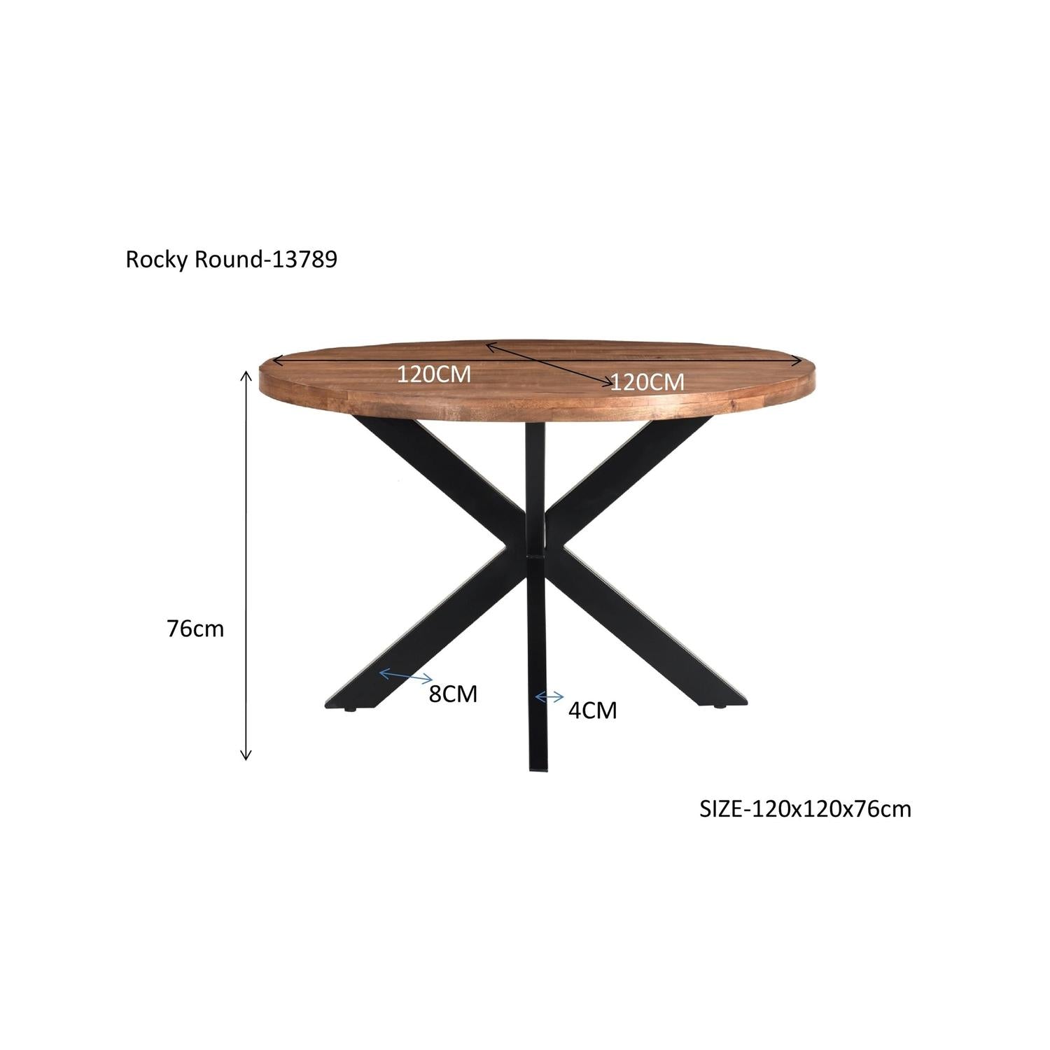 Esstisch Rocky aus Mangoholz Ø120cm - Braun-Esstische Rund-Livingfurn-le canapé