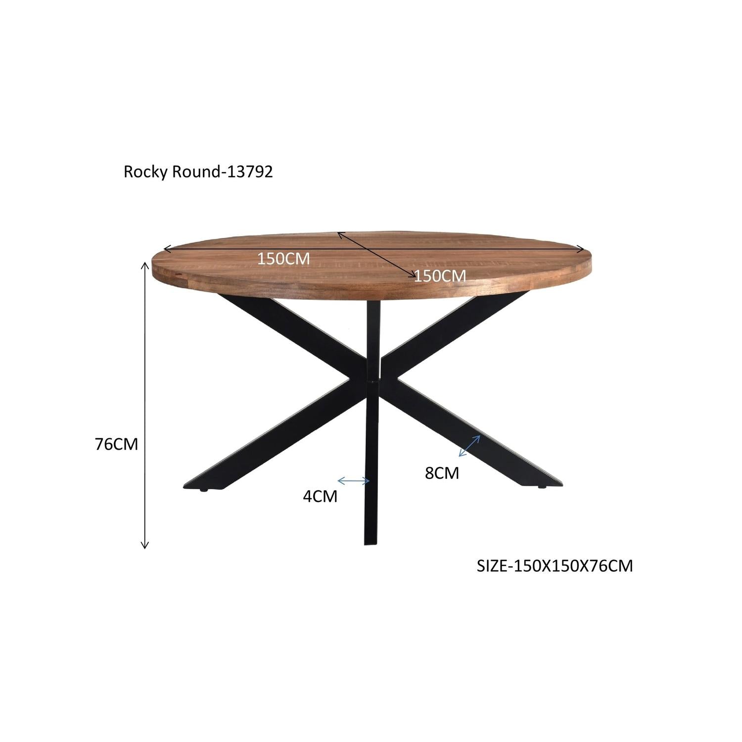 Esstisch Rocky aus Mangoholz Ø150cm - Braun-Esstische Rund-Livingfurn-le canapé