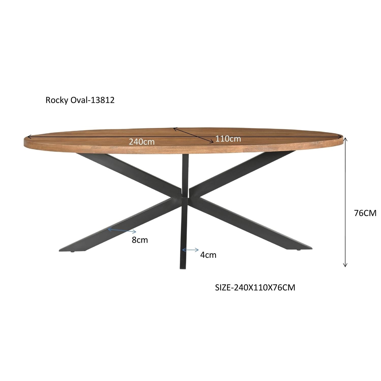 Esstisch Rocky Oval aus Mangoholz 240cm - Braun-Esstische Oval-Livingfurn-le canapé