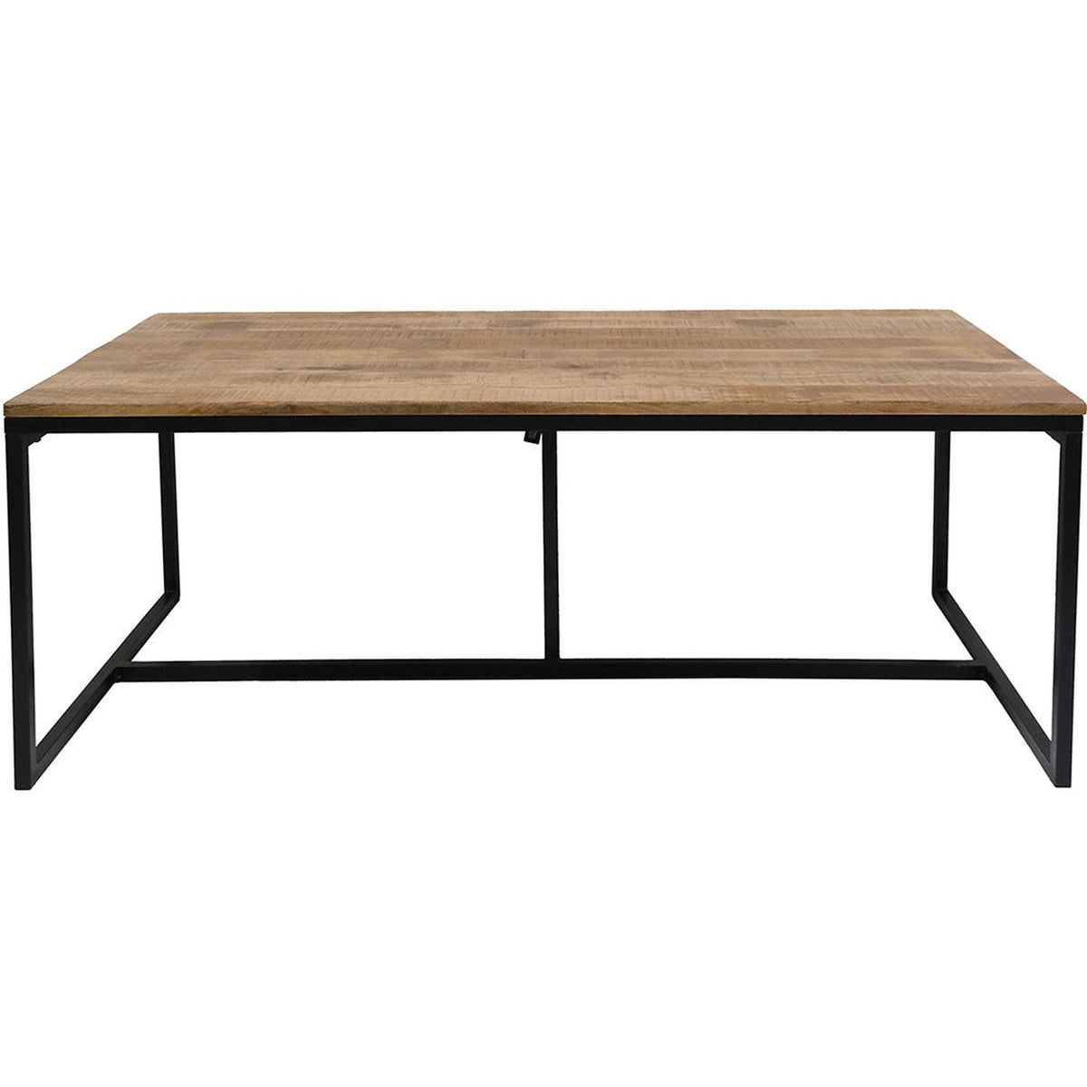 Esstisch Ronaldo 200cm aus Massivholz mit Metallgestell - Natur-Esstische Rechteckig-Trademark Living-le canapé
