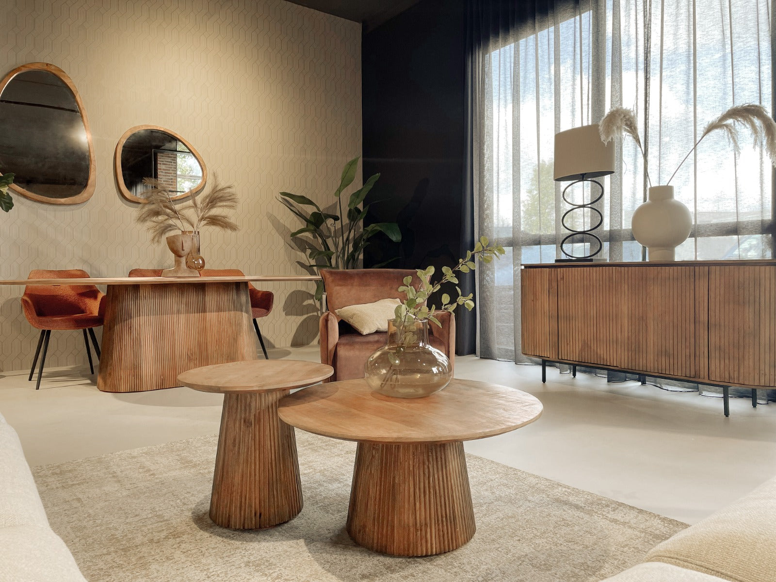 Esstisch Salvator aus Mangoholz Oval 300cm - Hellbraun-Esstische Oval-Livingfurn-le canapé