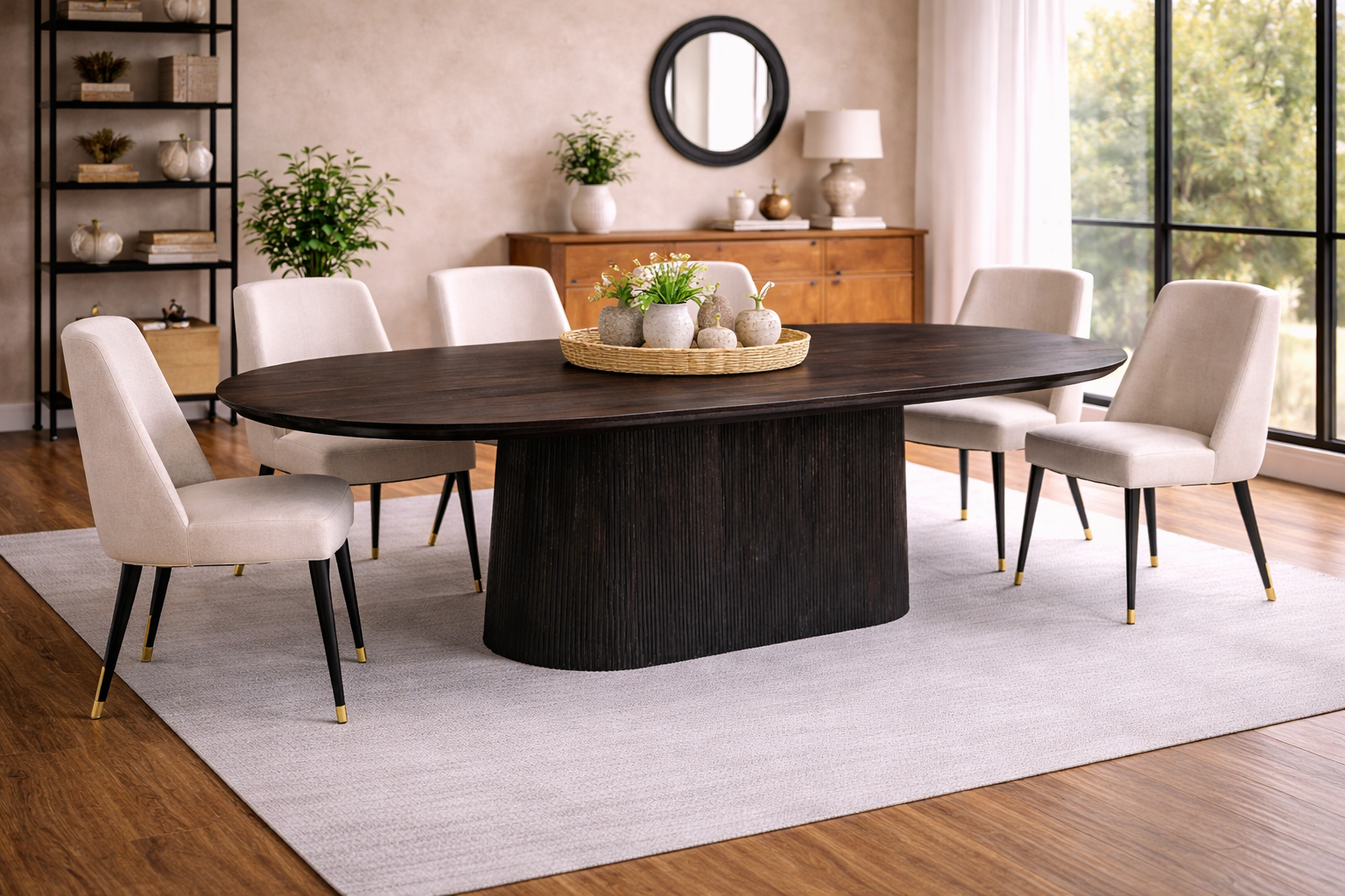 Esstisch Salvator aus Mangoholz Oval 300cm - Walnuss-Esstische Oval-Livingfurn-le canapé