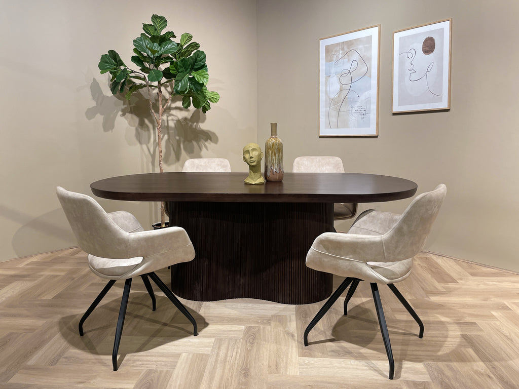 Esstisch Sevilla aus Mangoholz 300cm - Dunkelbraun-Esstische Oval-Livingfurn-le canapé