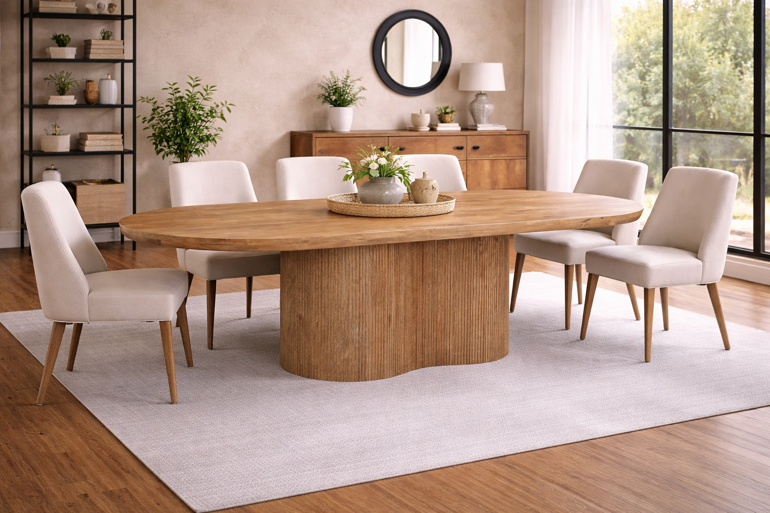 Esstisch Sevilla aus Mangoholz 300cm - Hellbraun-Esstische Oval-Livingfurn-le canapé