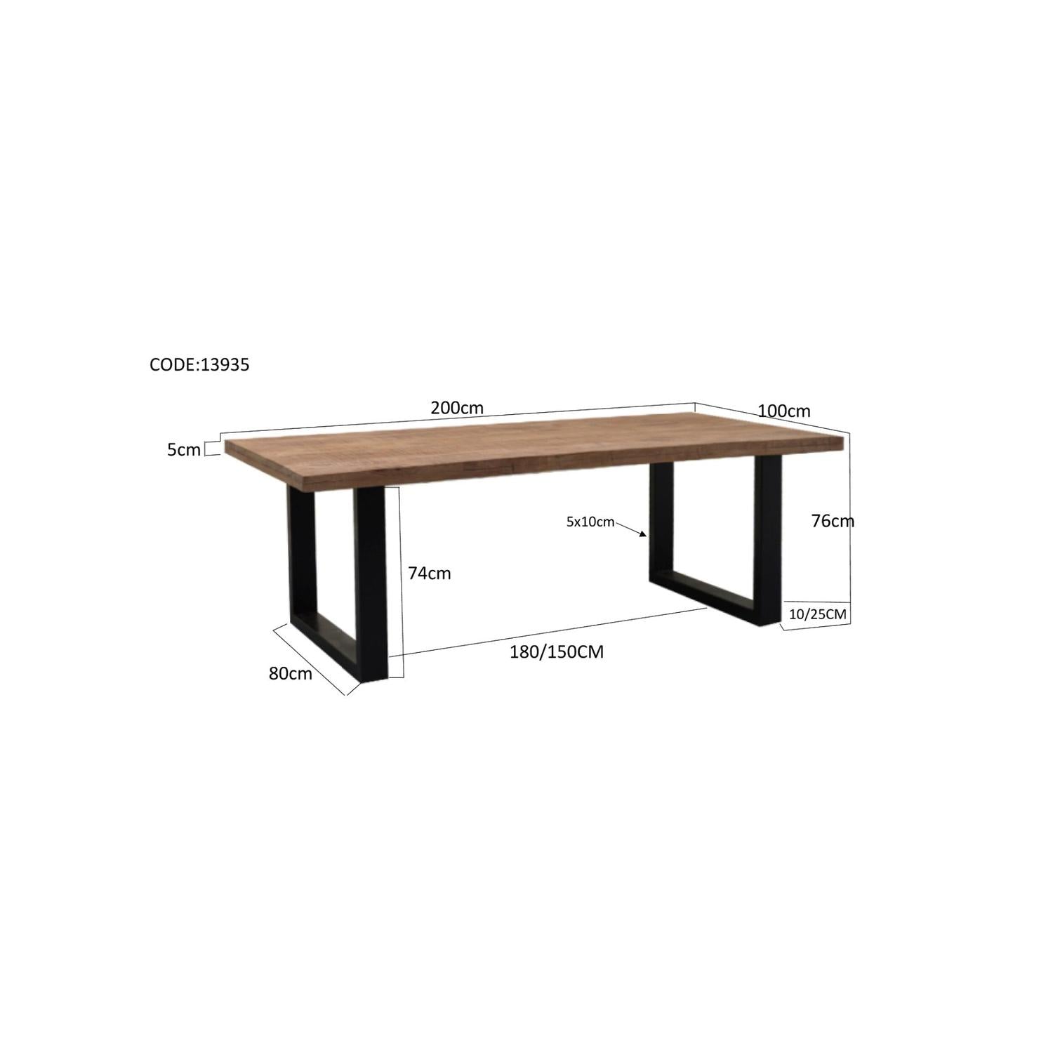 Esstisch Sturdy 200*100cm aus Mangoholz - Braun-Esstisch Rechteckig-Livingfurn-le canapé