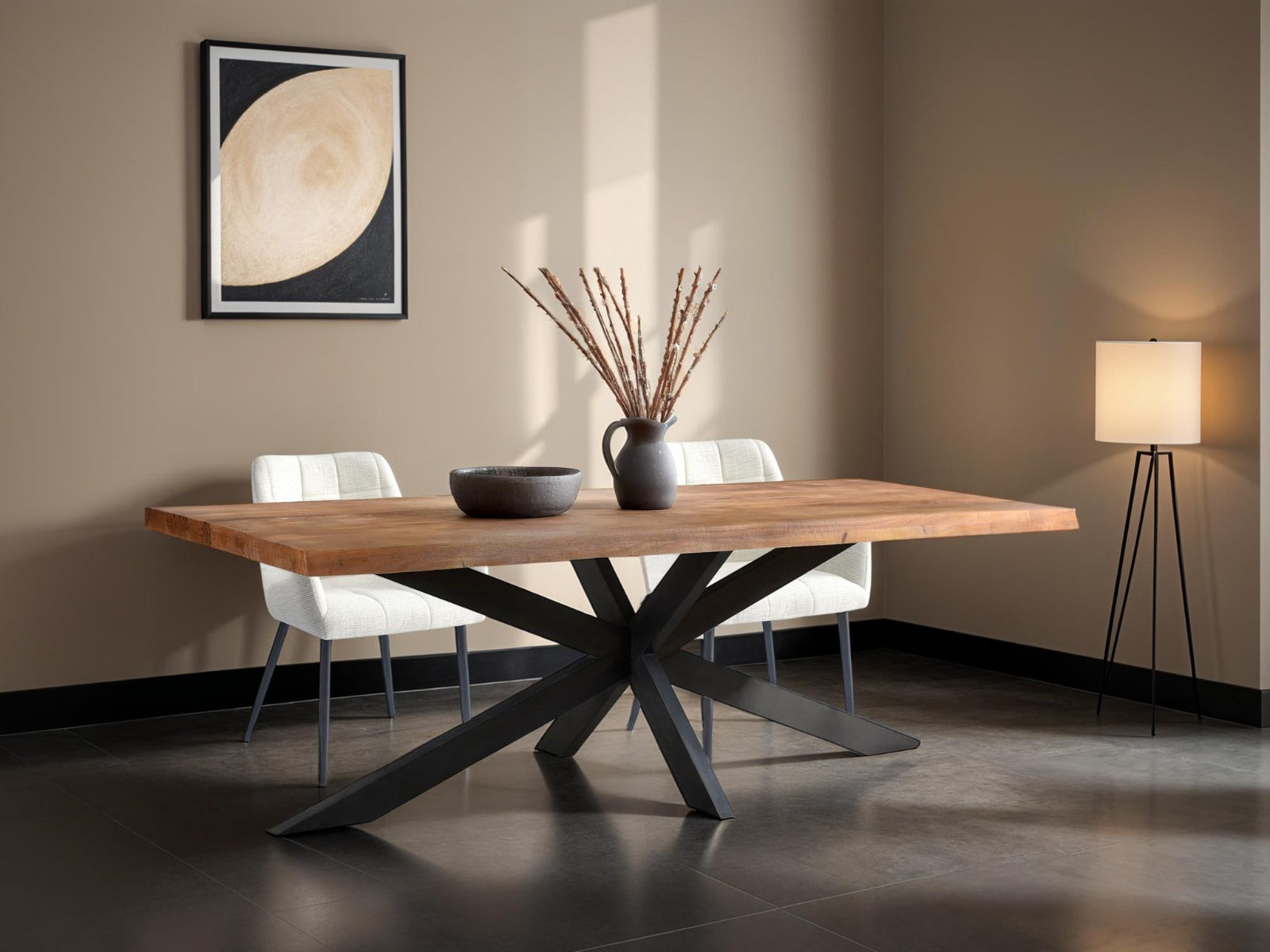 Esstisch Sturdy 220*100cm Tree Top mit Baumkante aus Mangoholz - Braun-Esstisch Rechteckig-Livingfurn-le canapé
