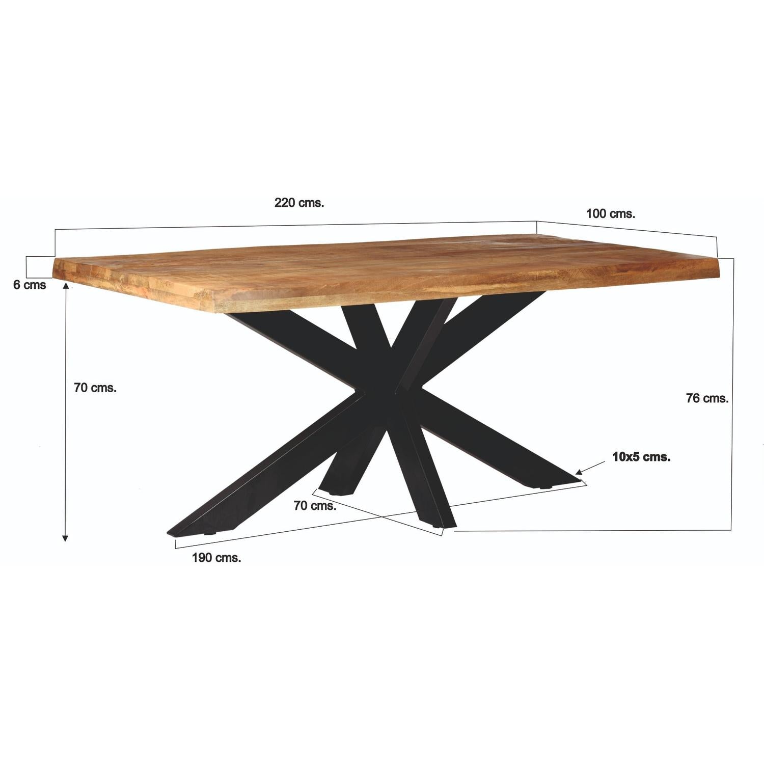 Esstisch Sturdy 220*100cm Tree Top mit Baumkante aus Mangoholz - Braun-Esstische Rechteckig-Livingfurn-le canapé