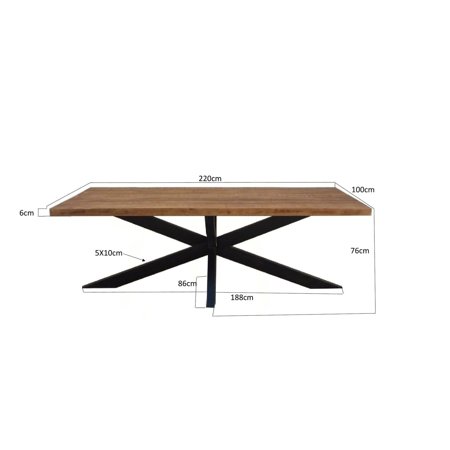 Esstisch Sturdy aus Mangoholz 220*100cm - Hellbraun-Esstisch Rechteckig-Livingfurn-le canapé