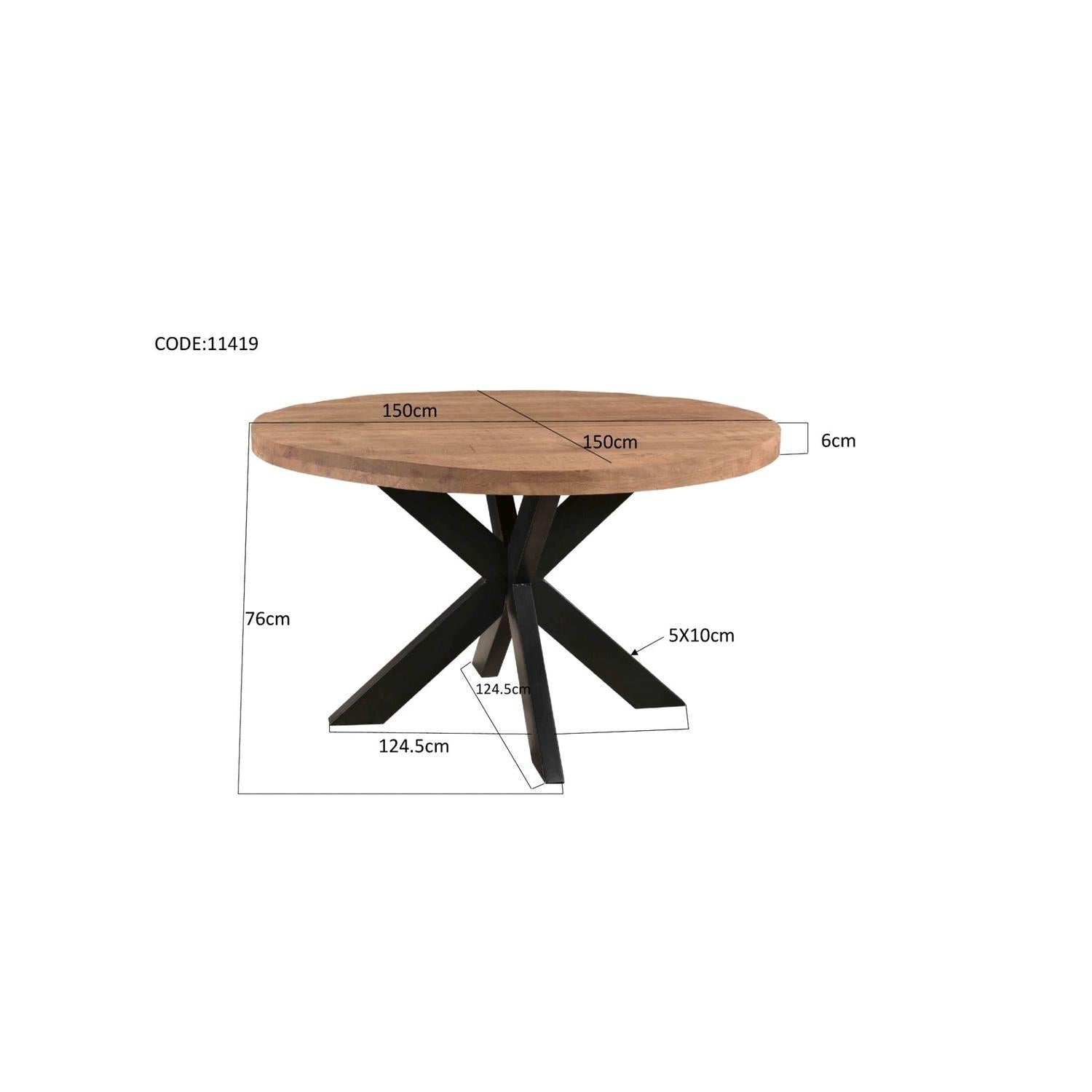 Esstisch Sturdy Ø150cm aus Mangoholz - Braun-Esstisch Rund-Livingfurn-le canapé