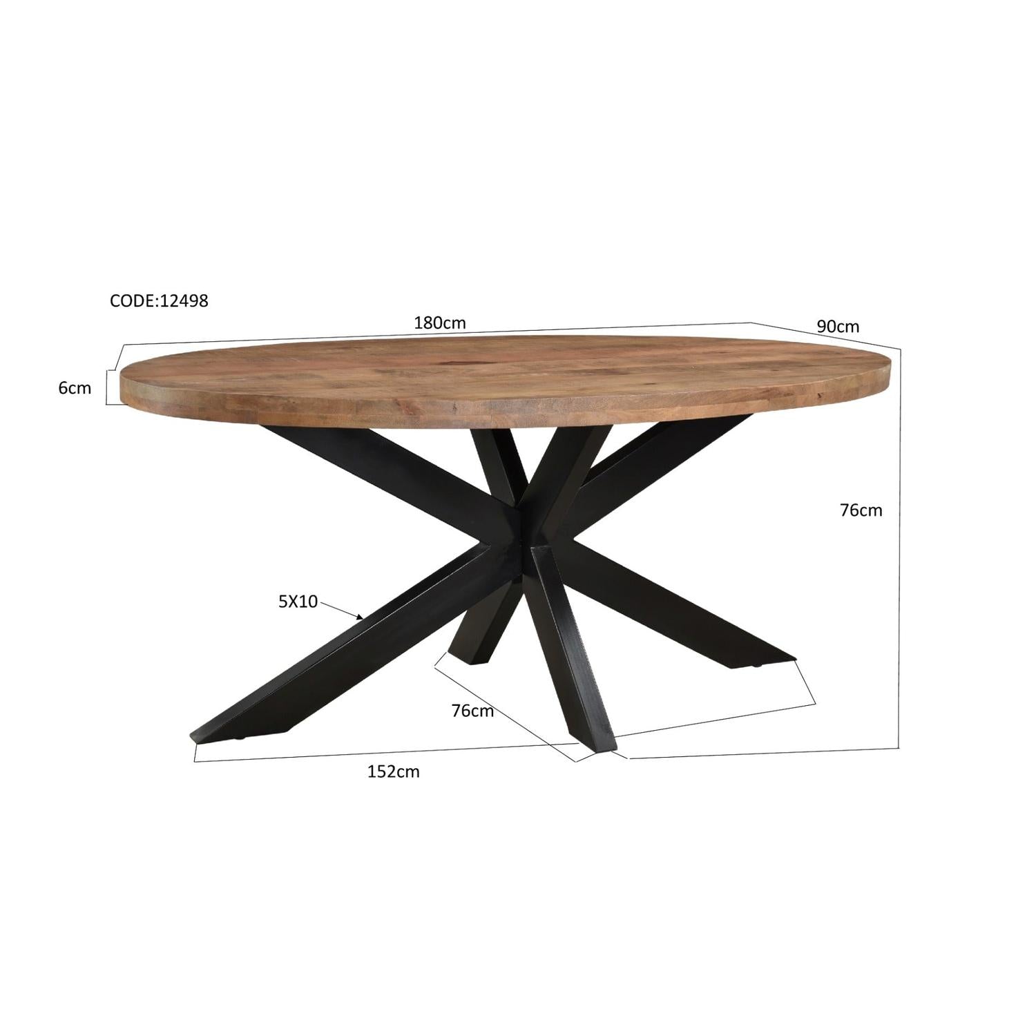 Esstisch Sturdy Oval 180cm aus Mangoholz - Hellbraun-Esstische Oval-Livingfurn-le canapé