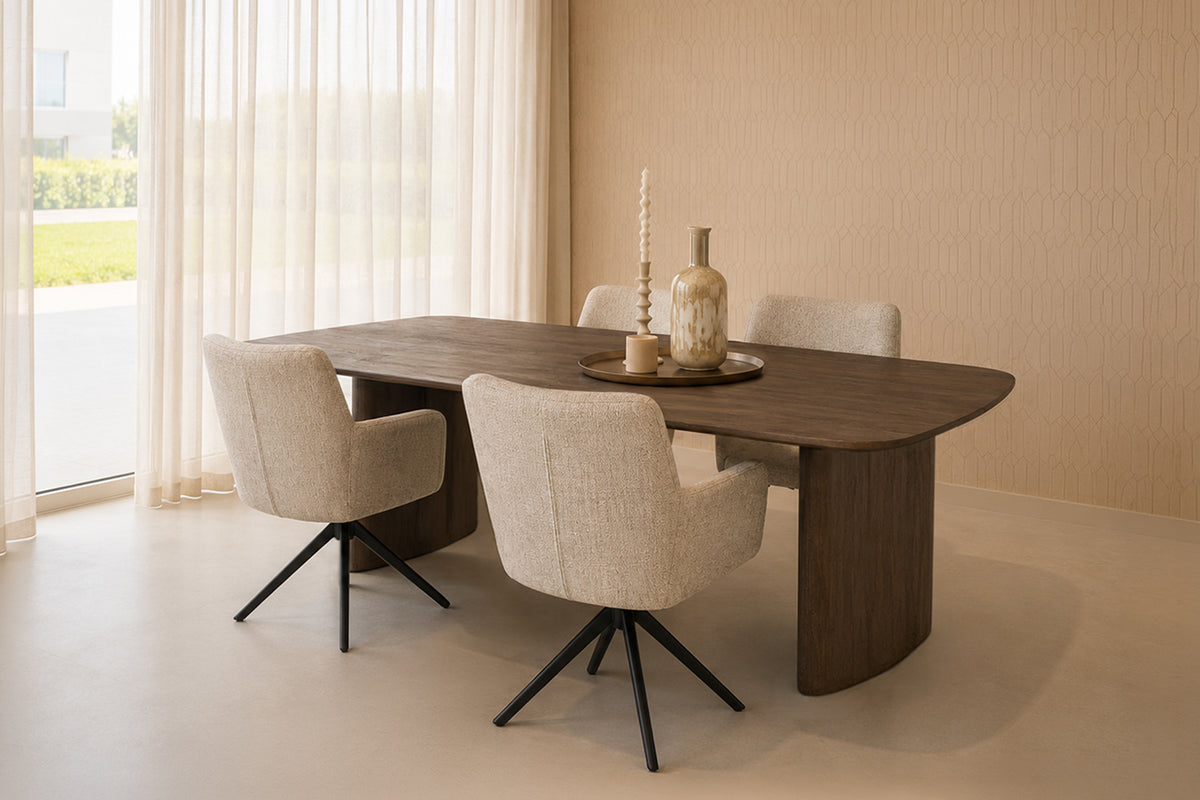 Esstisch Tyler aus Mangoholz 220cm - Dunkelbraun-Esstische Oval-Livingfurn-le canapé