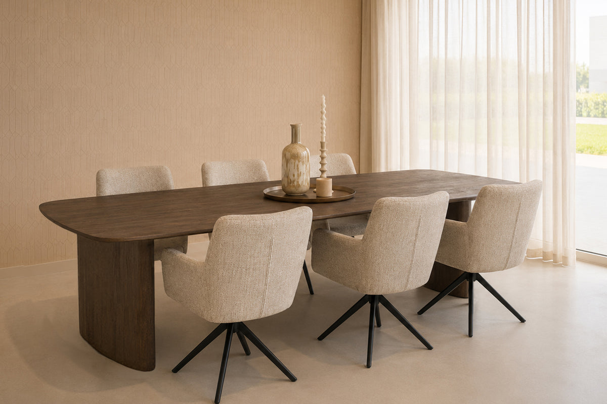 Esstisch Tyler aus Mangoholz 300cm - Dunkelbraun-Esstische Oval-Livingfurn-le canapé