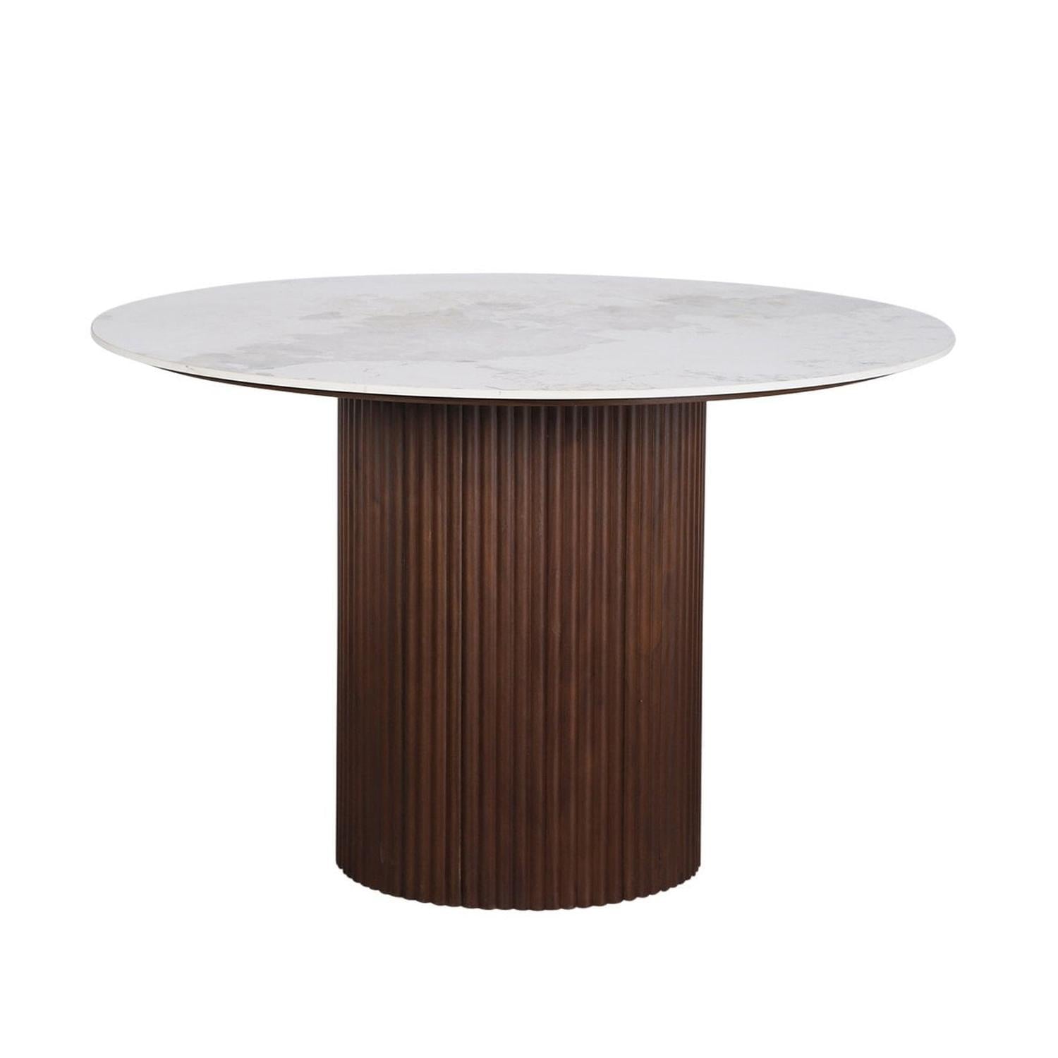Esstisch Urban Chique Ø120cm mit Keramikplatte in Marmoroptik - Braun-Esstische Rund-Pole to Pole-le canapé