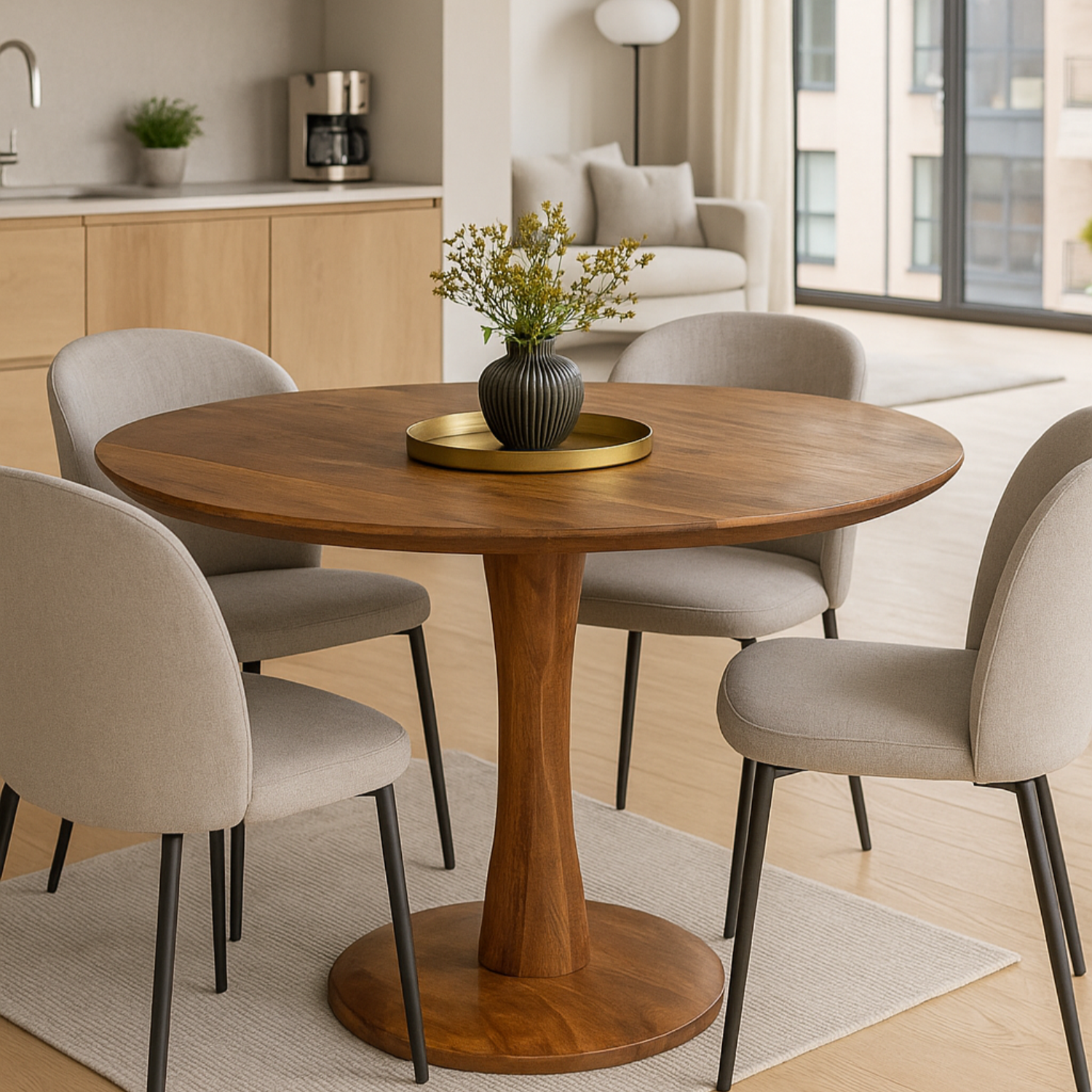 Esstisch Vivian Ø120cm aus Mangoholz - Braun-Esstische Rund-Livingfurn-le canapé