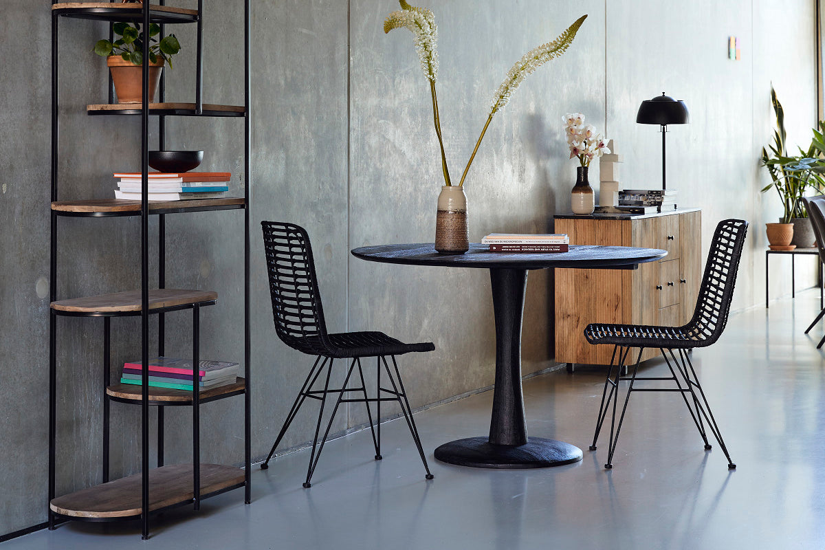 Esstisch Vivian Ø120cm aus Mangoholz - Schwarz-Esstisch Rund-Livingfurn-le canapé
