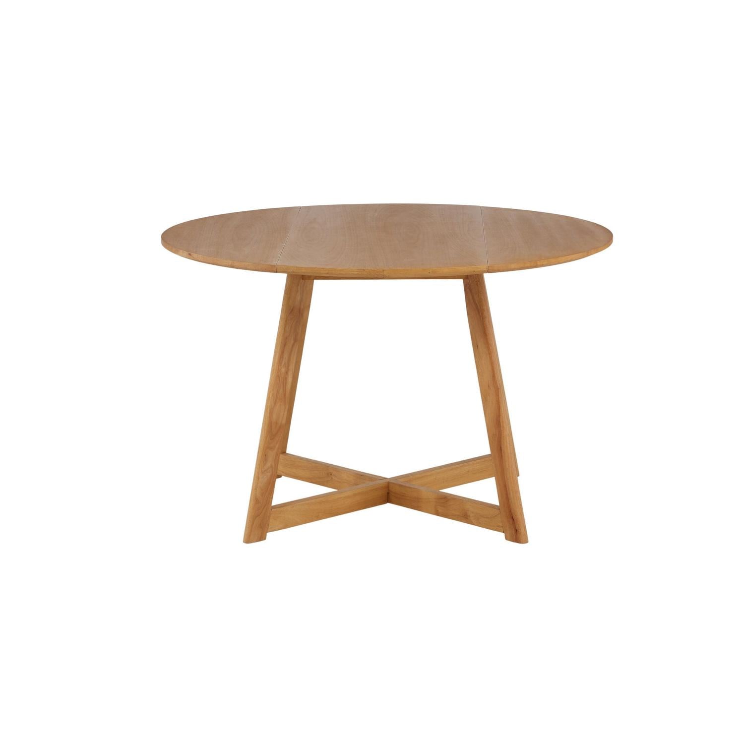 Esstisch Yakidon Ø120cm aus Gummibaumholz mit klappbaren Kanten - Hellbraun-Esstische Rund-Venture Home-le canapé