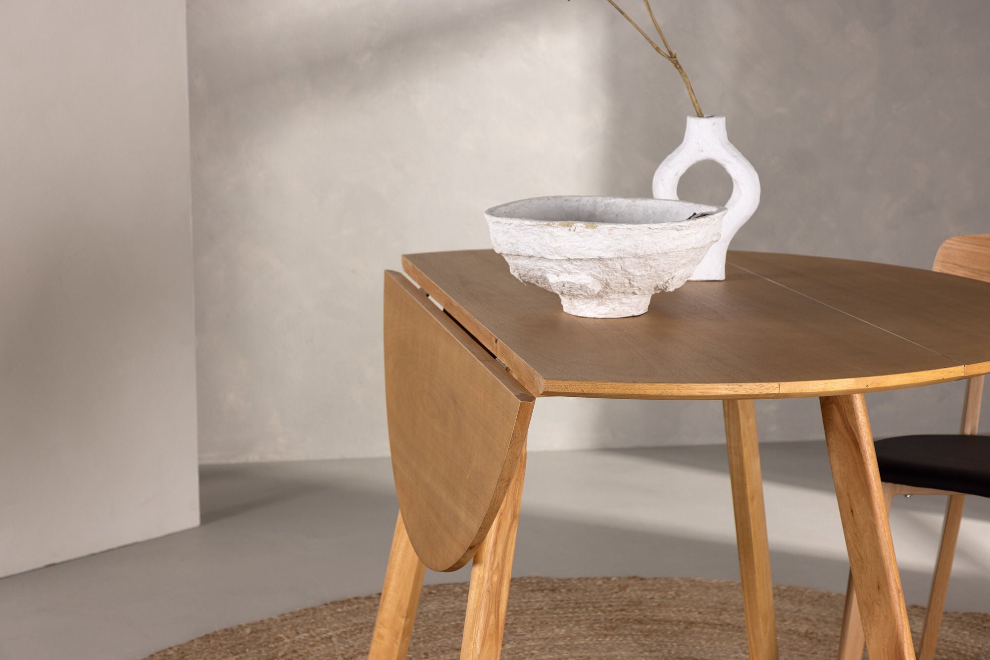 Esstisch Yakidon Ø120cm aus Gummibaumholz mit klappbaren Kanten - Hellbraun-Esstische Rund-Venture Home-le canapé