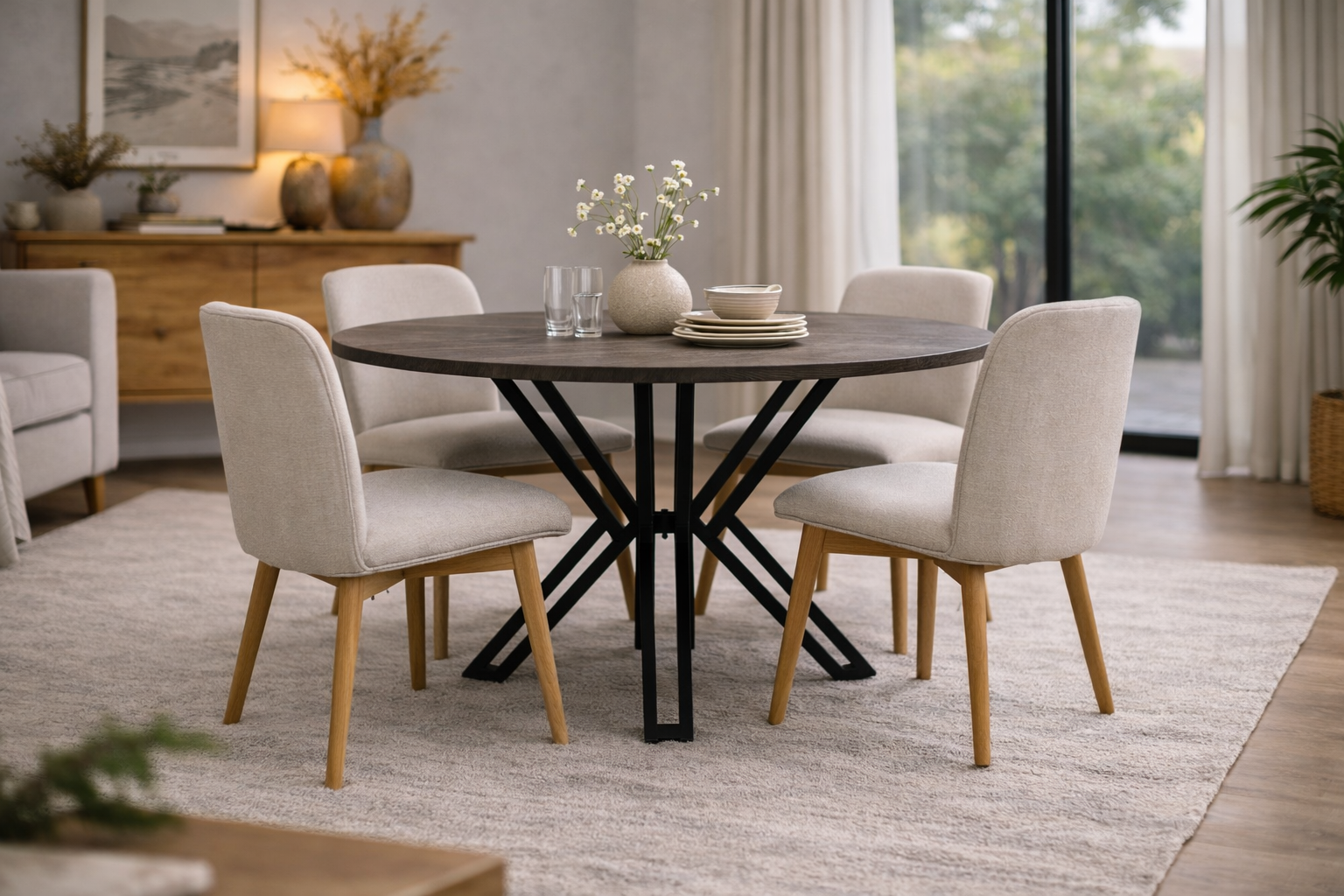 Esstisch Yana aus Mangoholz Ø130cm - Schwarz-Esstische Rund-Benoa-le canapé