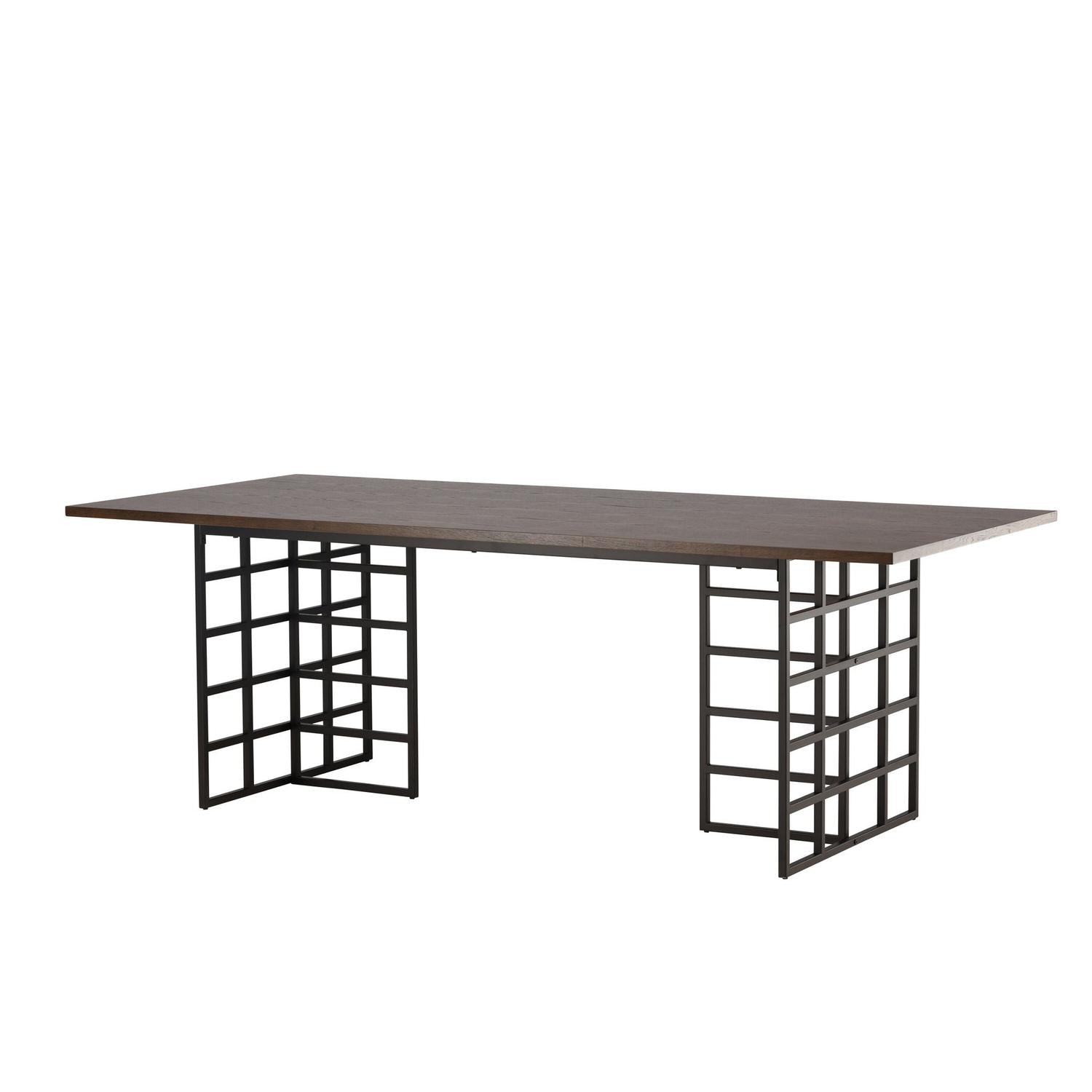 Esstisch Ystad 220cm mit Stahlgestell - Mokka/Schwarz-Esstisch Rechteckig-Venture Home-le canapé