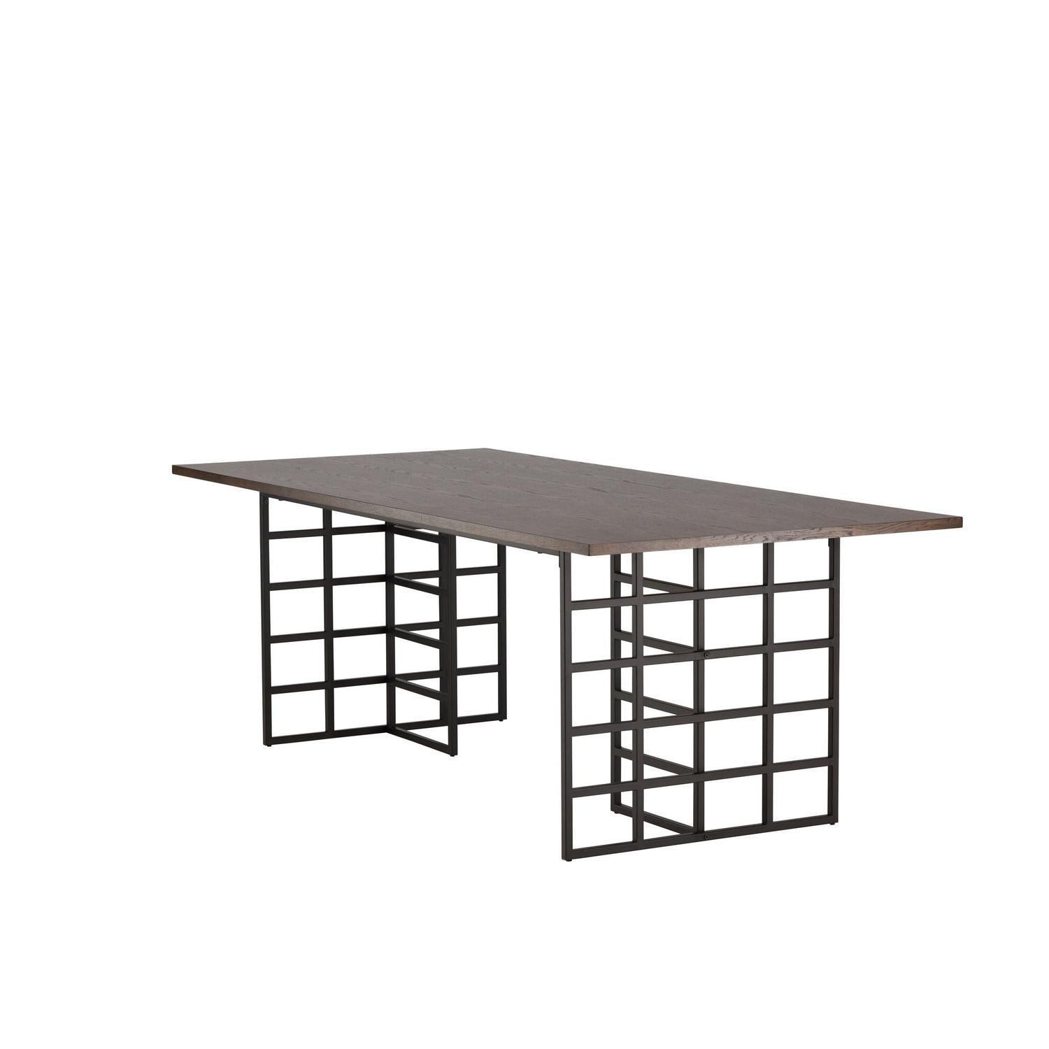 Esstisch Ystad 220cm mit Stahlgestell - Mokka/Schwarz-Esstisch Rechteckig-Venture Home-le canapé