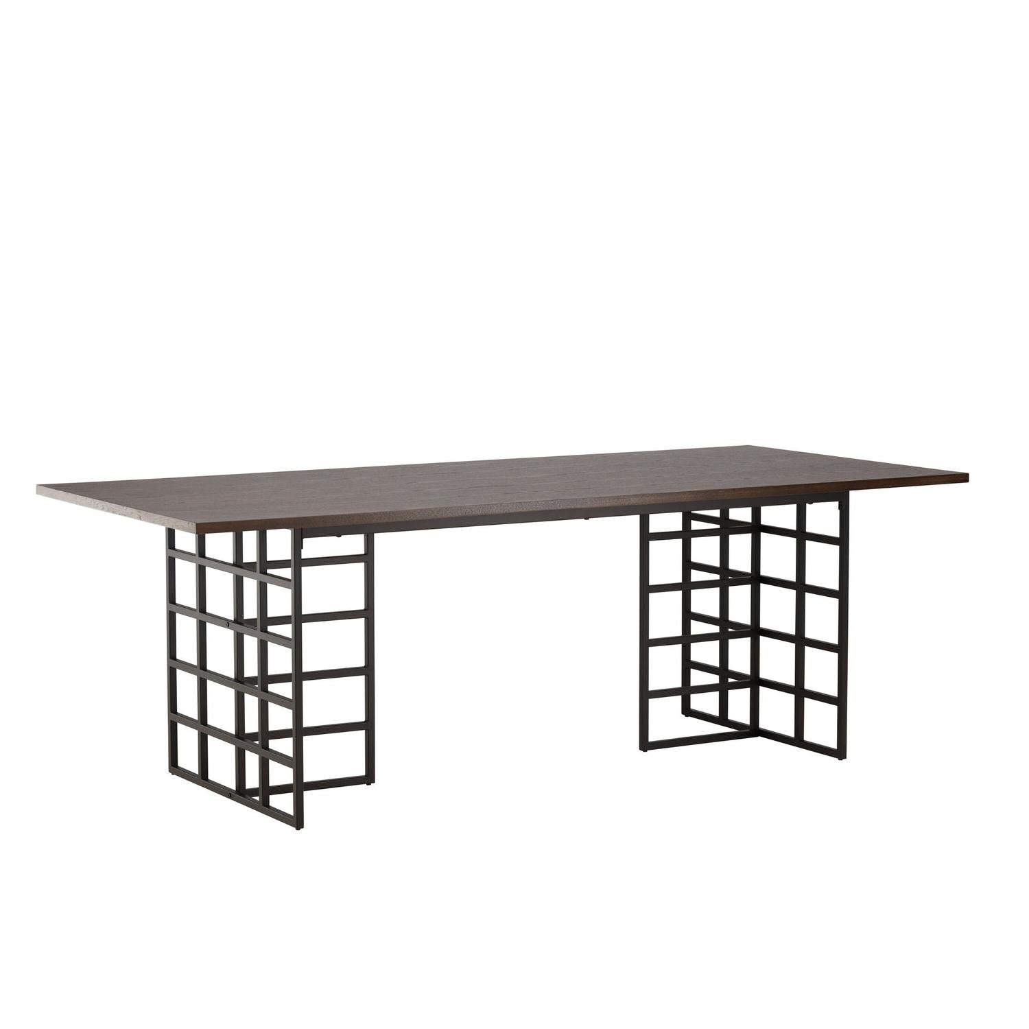 Esstisch Ystad 220cm mit Stahlgestell - Mokka/Schwarz-Esstische Rechteckig-Venture Home-le canapé
