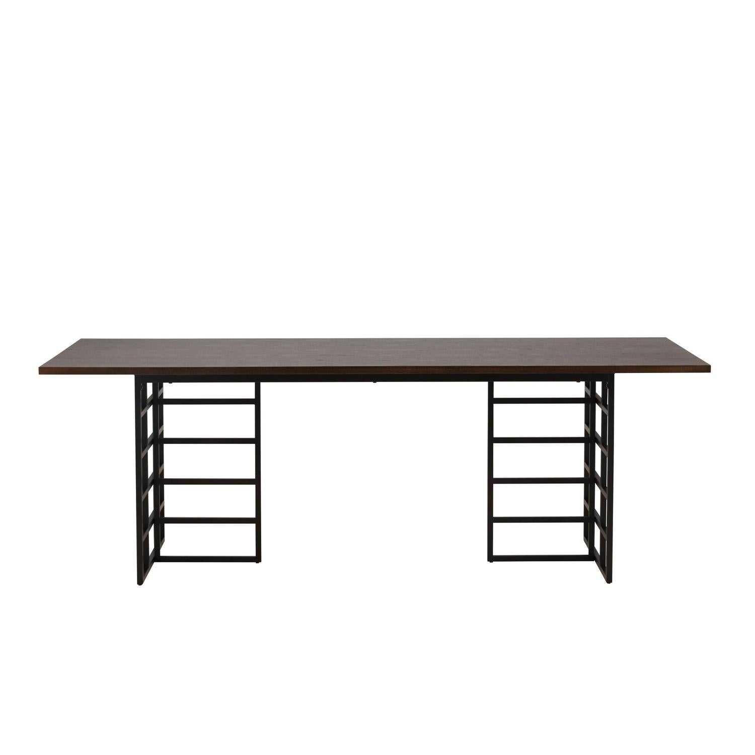 Esstisch Ystad 220cm mit Stahlgestell - Mokka/Schwarz-Esstische Rechteckig-Venture Home-le canapé