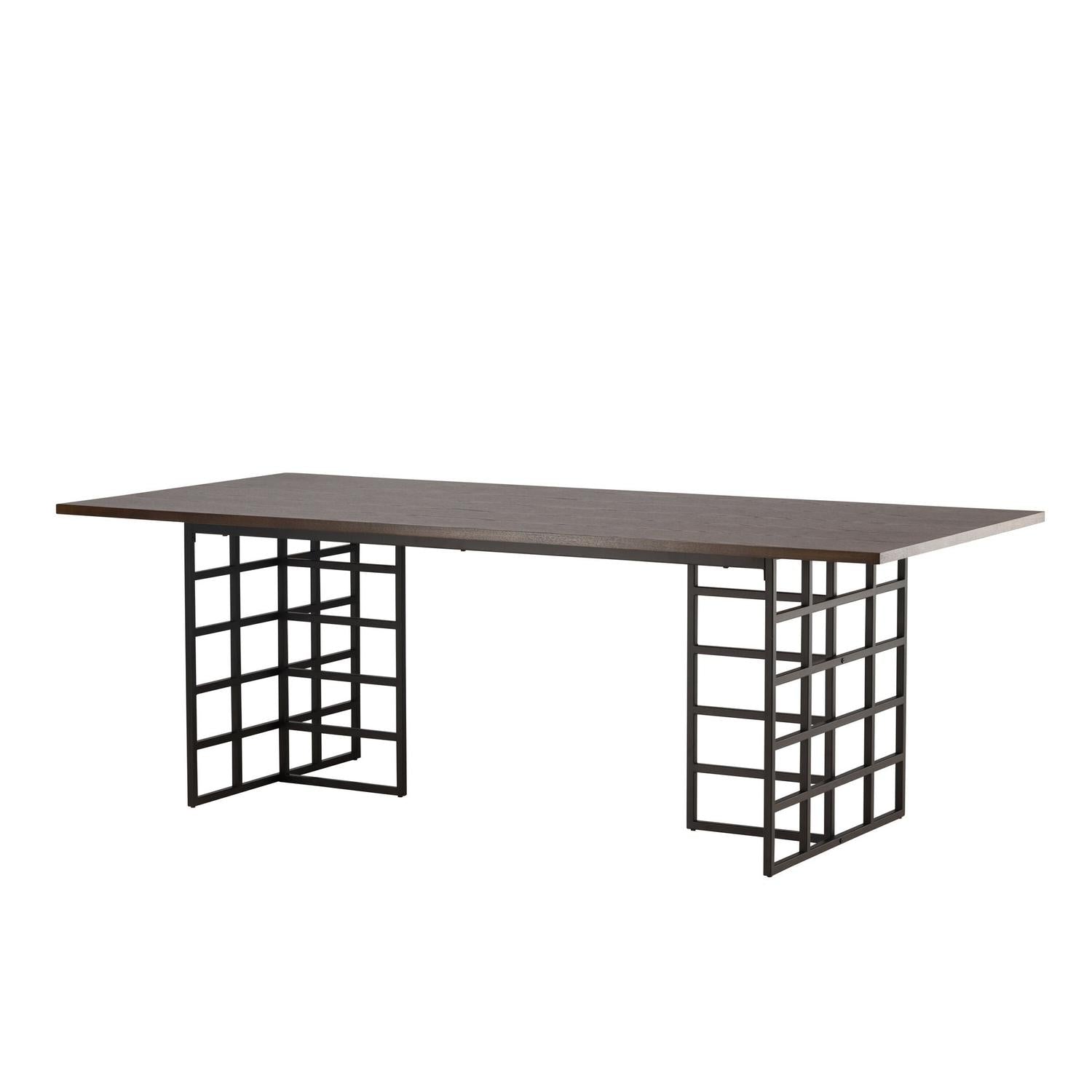 Esstisch Ystad 220cm mit Stahlgestell - Mokka/Schwarz-Esstische Rechteckig-Venture Home-le canapé