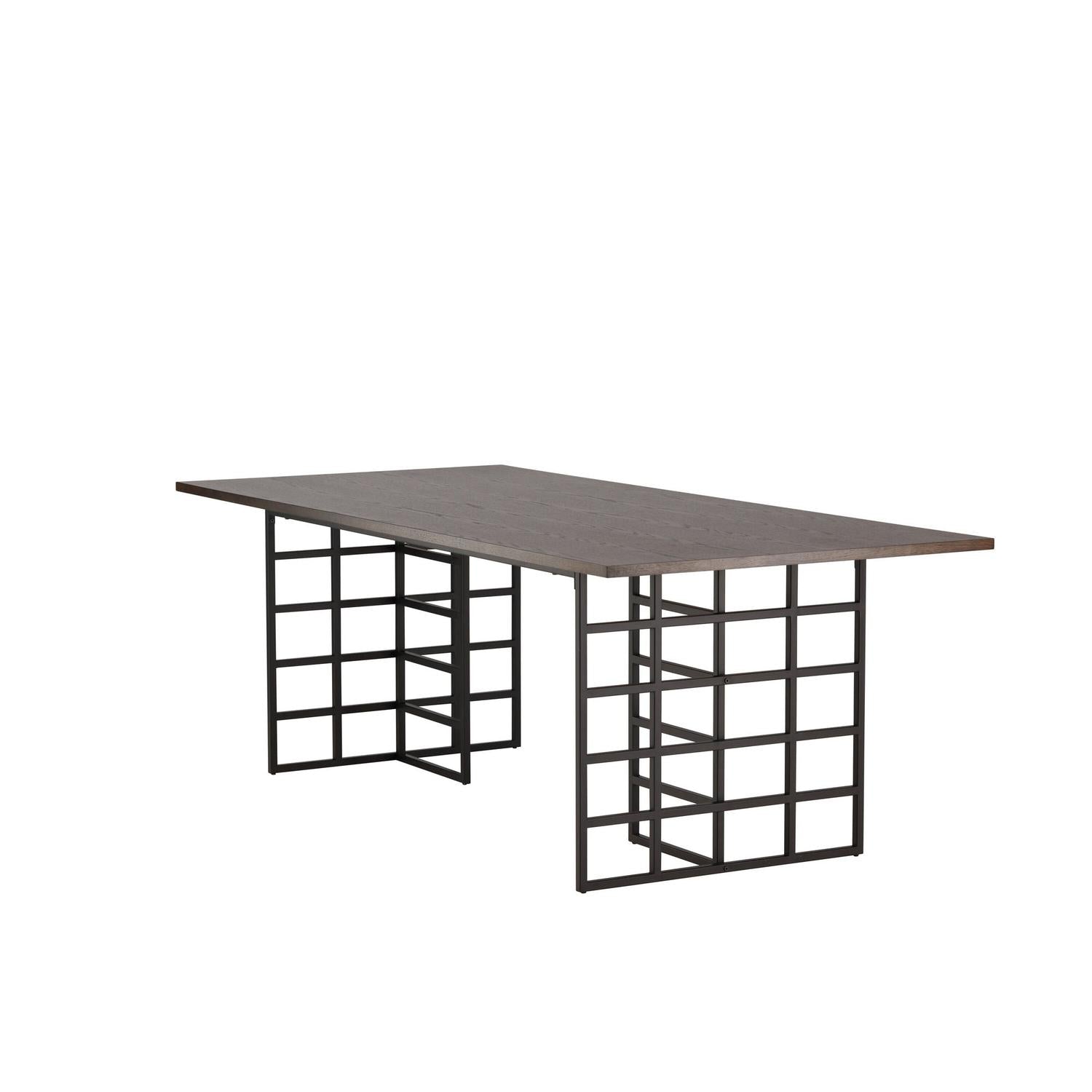 Esstisch Ystad 220cm mit Stahlgestell - Mokka/Schwarz-Esstische Rechteckig-Venture Home-le canapé