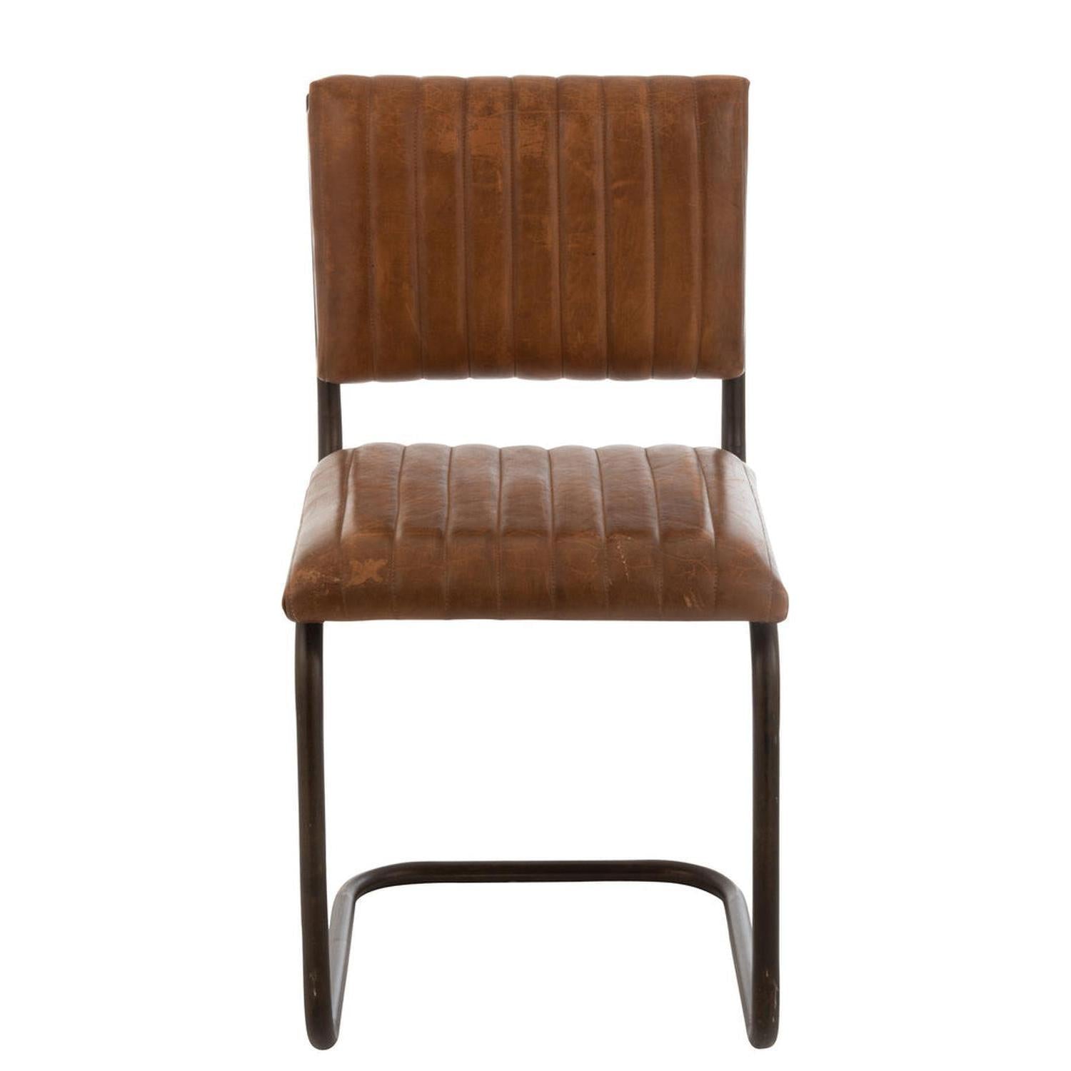 Esszimmerstuhl aus Leder - Cognac-Freischwinger-J-Line-le canapé