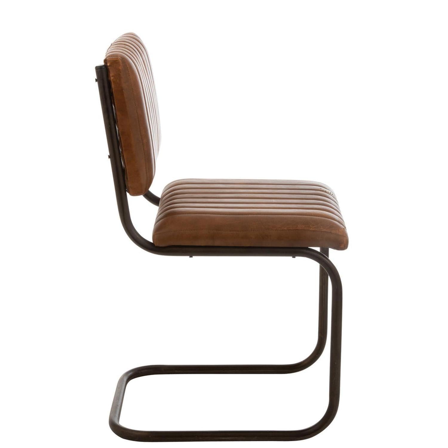 Esszimmerstuhl aus Leder - Cognac-Freischwinger-J-Line-le canapé