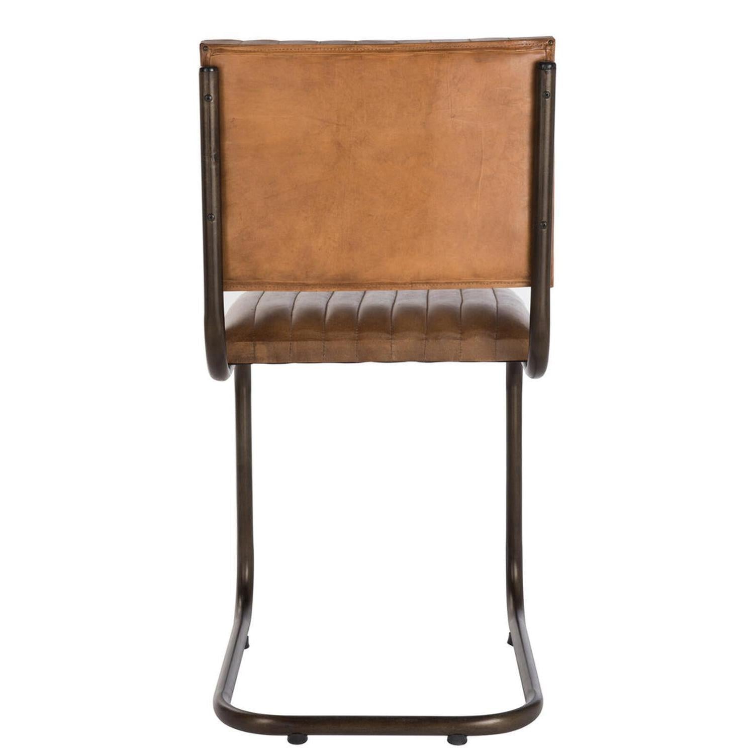 Esszimmerstuhl aus Leder - Cognac-Freischwinger-J-Line-le canapé