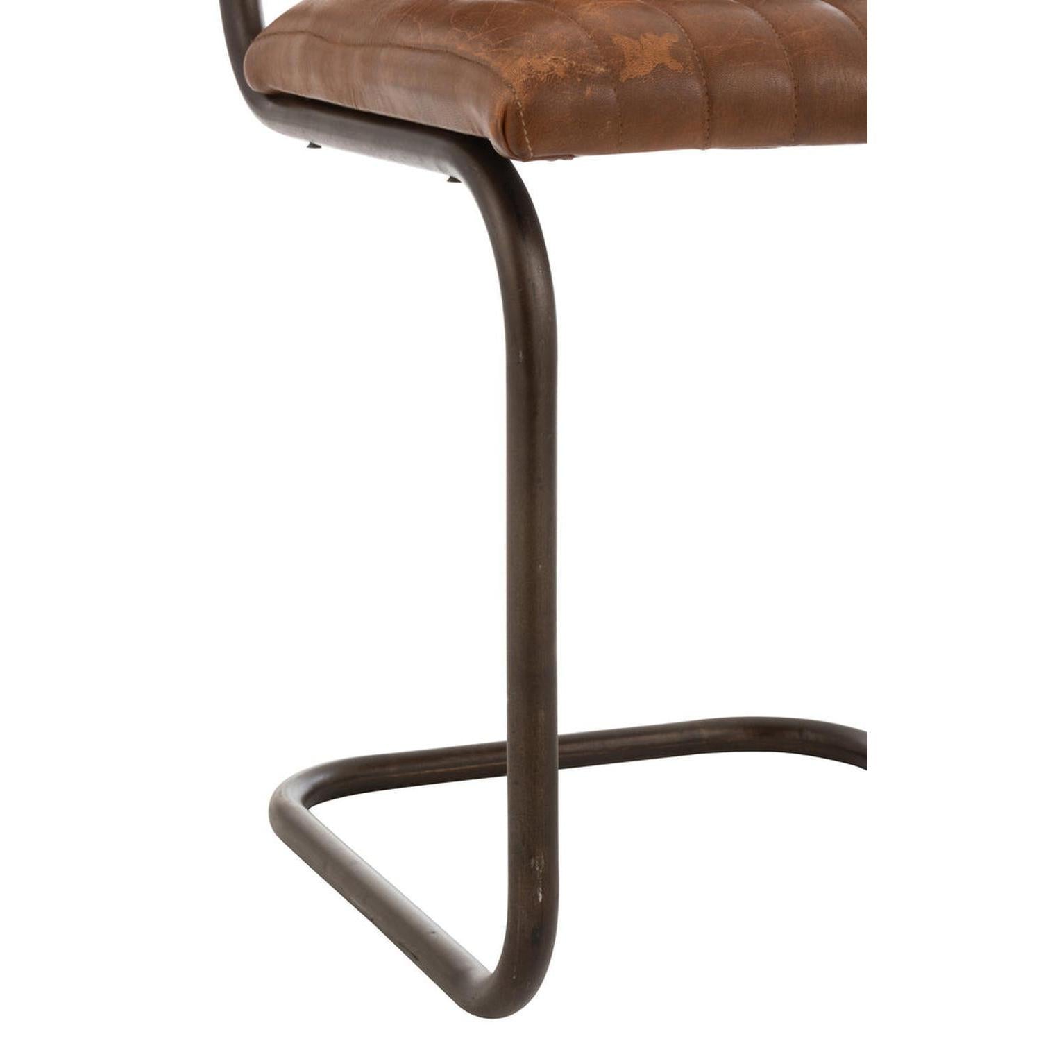 Esszimmerstuhl aus Leder - Cognac-Freischwinger-J-Line-le canapé