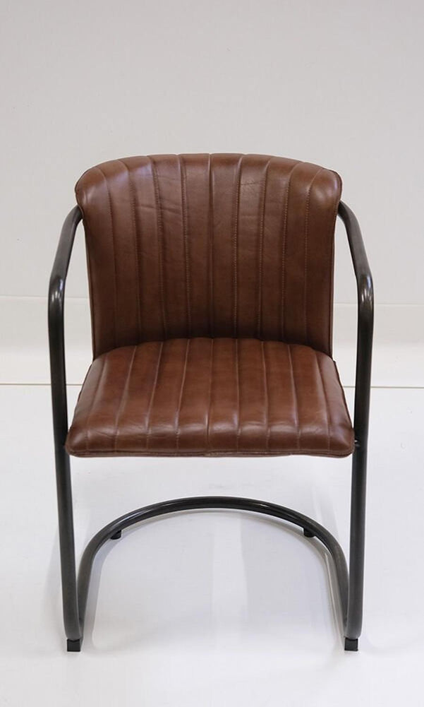 Esszimmerstuhl Freischwinger Harlem mit gestepptem Leder - Dunkelbraun5740002255293Freischwinger