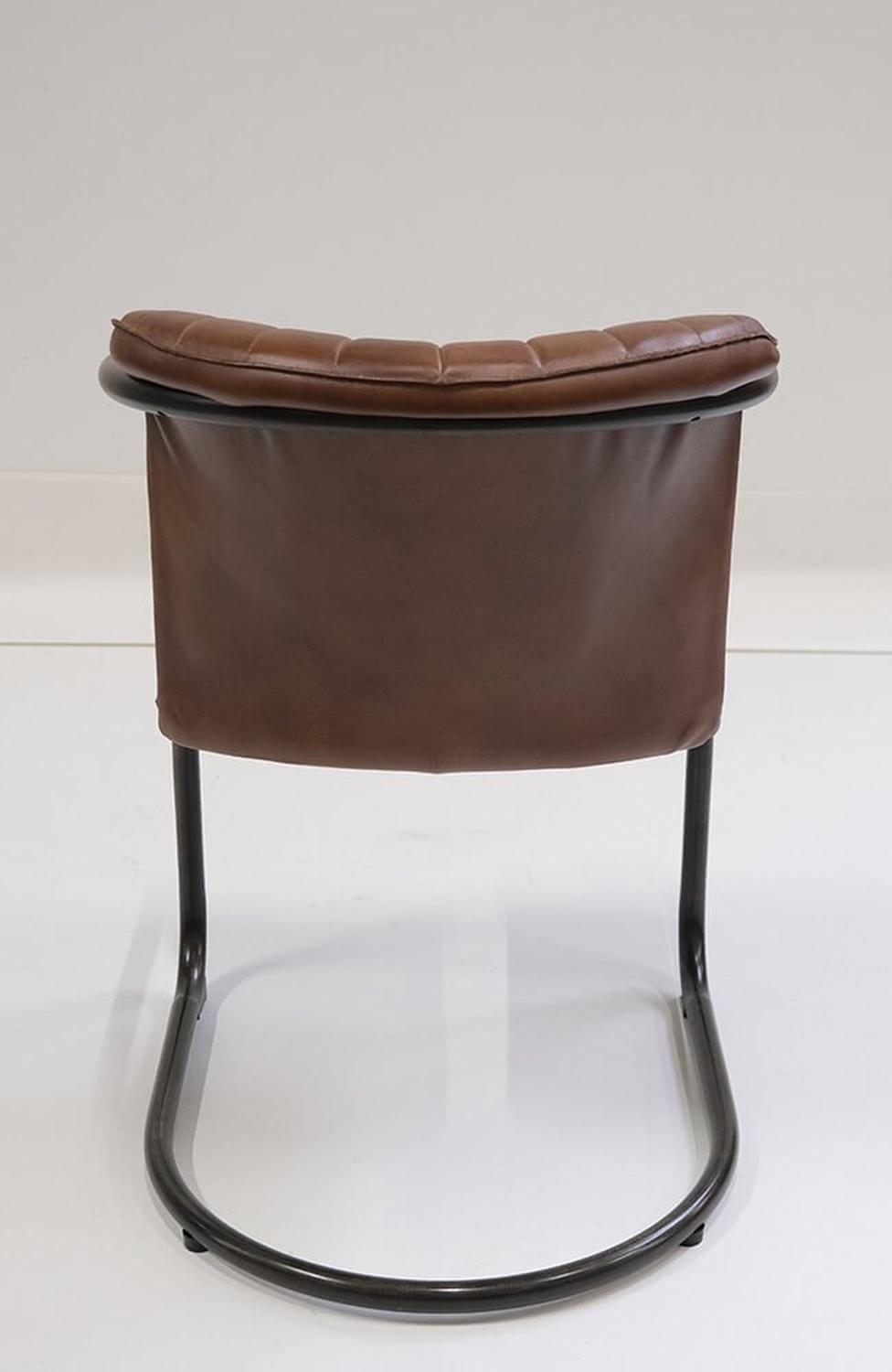 Esszimmerstuhl Freischwinger Harlem mit gestepptem Leder - Dunkelbraun5740002255293Freischwinger