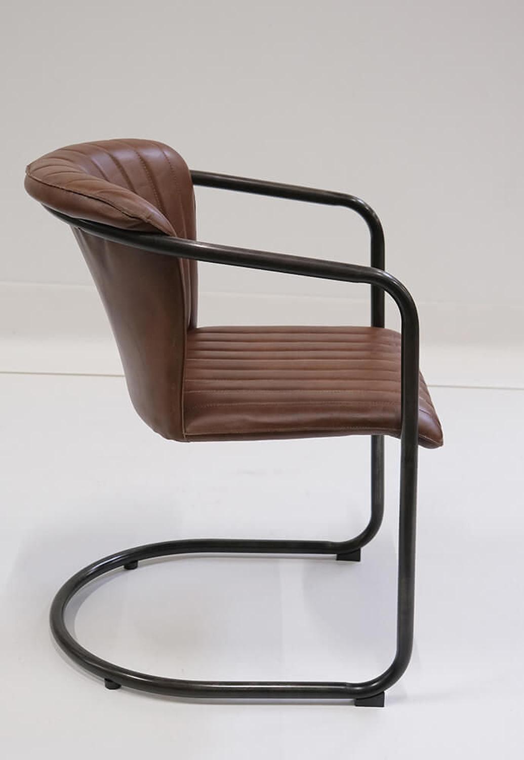 Esszimmerstuhl Freischwinger Harlem mit gestepptem Leder - Dunkelbraun5740002255293Freischwinger