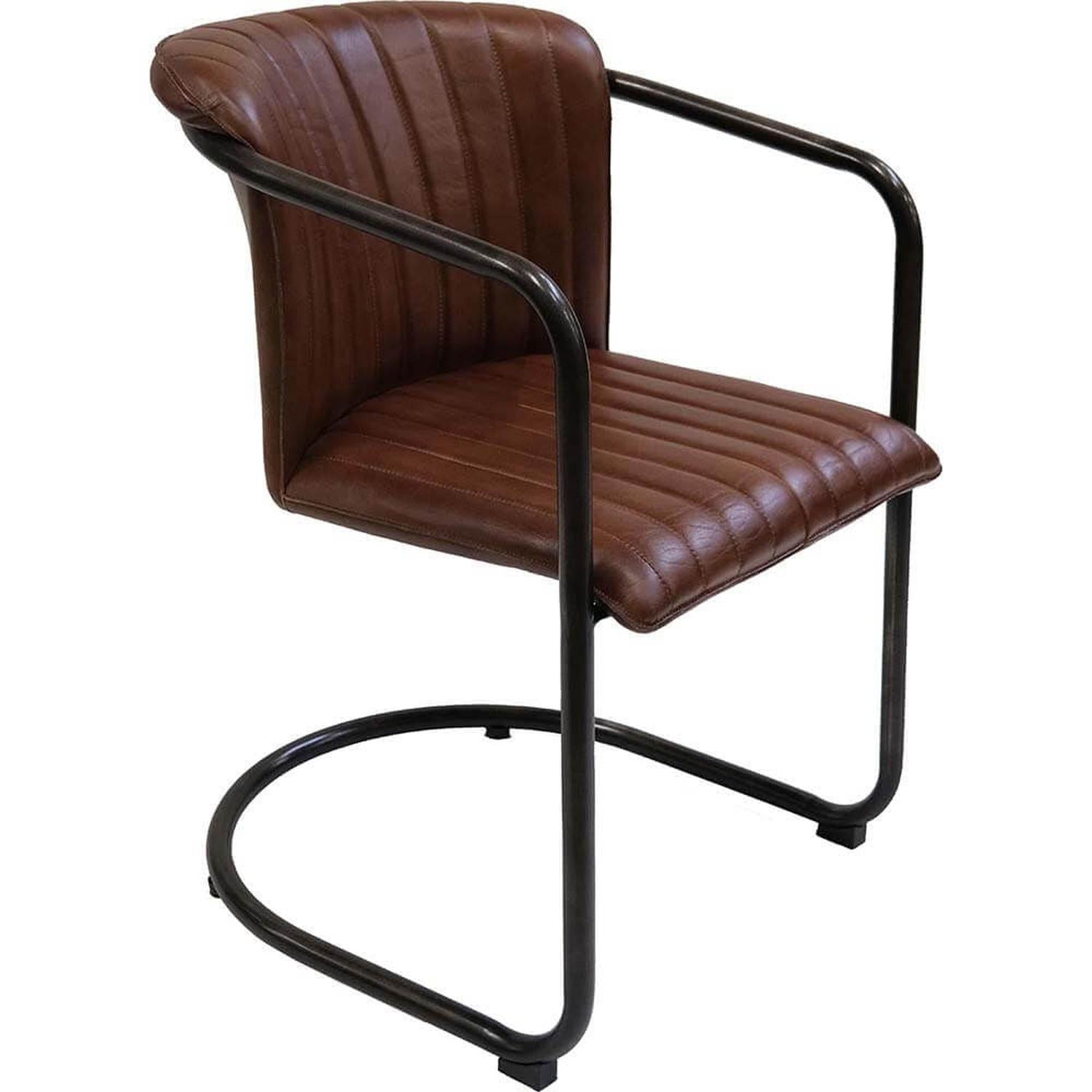 Esszimmerstuhl Freischwinger Harlem mit gestepptem Leder - Dunkelbraun5740002255293Freischwinger