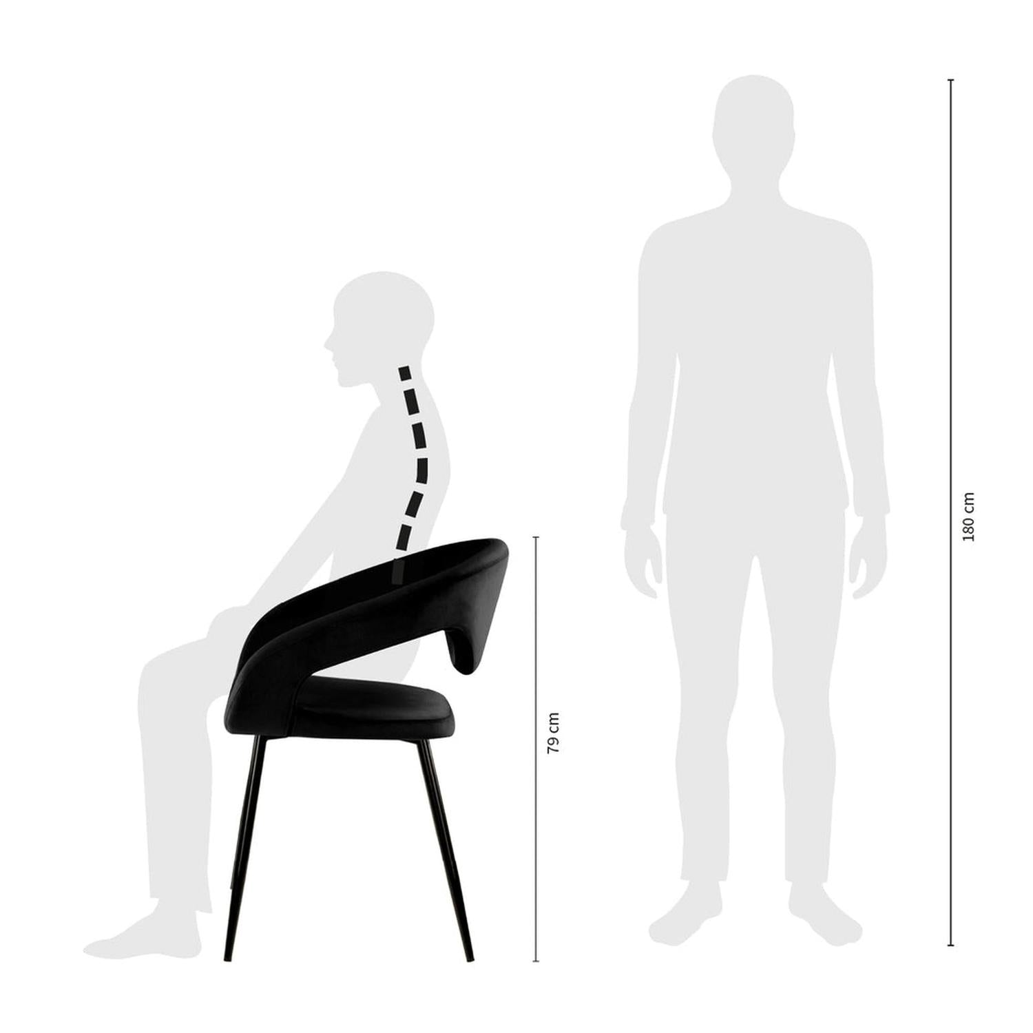 Esszimmerstuhl Lenn aus Samt - Schwarz-Esszimmerstuhl-Kick Collection-le canapé