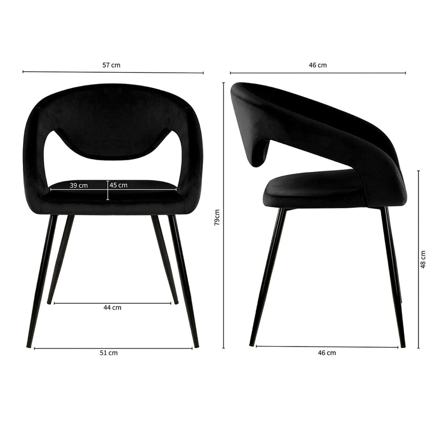 Esszimmerstuhl Lenn aus Samt - Schwarz-Esszimmerstuhl-Kick Collection-le canapé