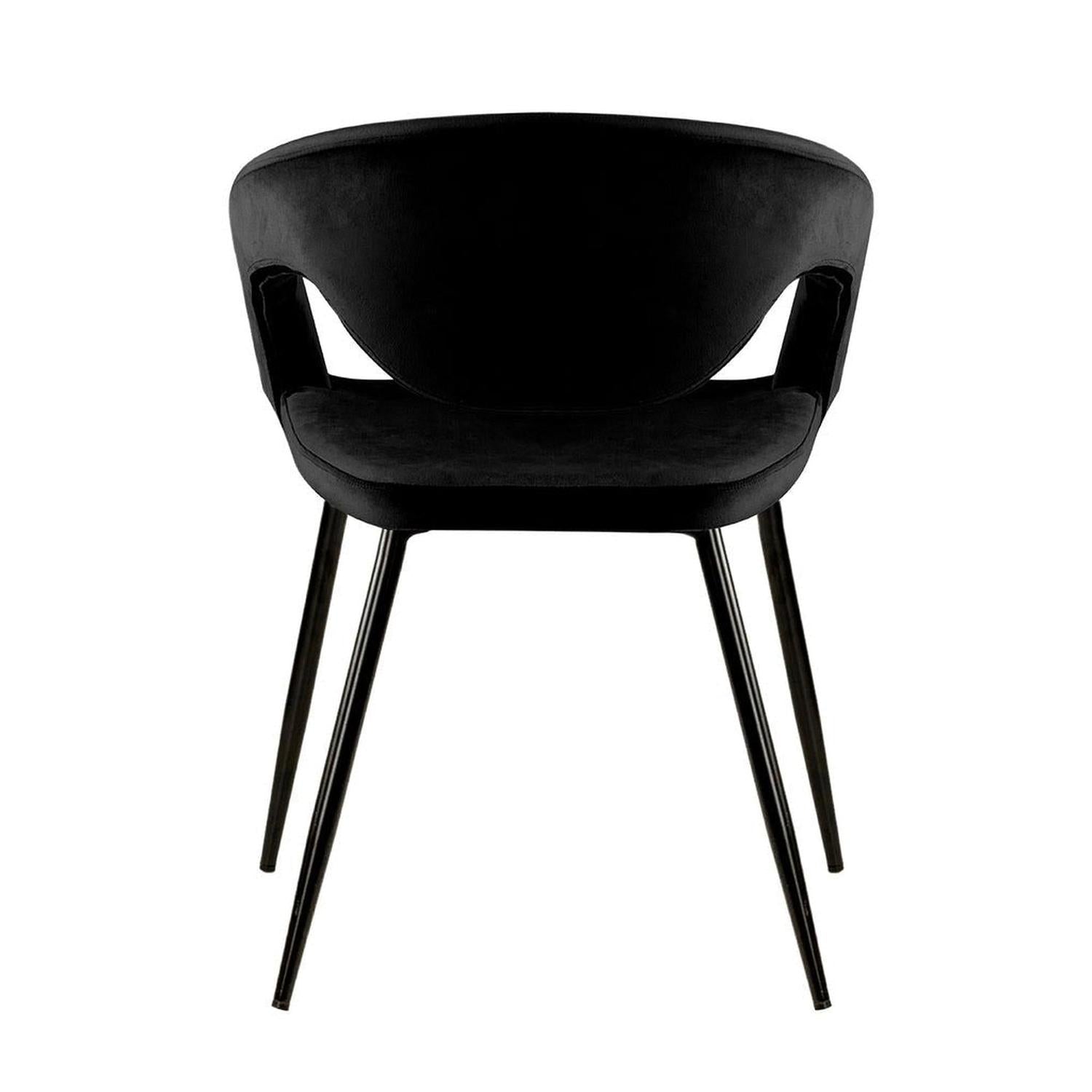 Esszimmerstuhl Lenn aus Samt - Schwarz-Esszimmerstühle-Kick Collection-le canapé