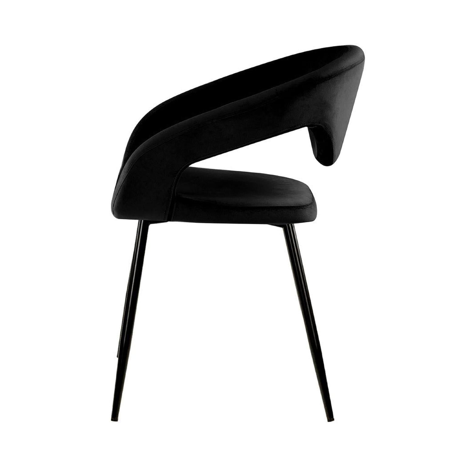 Esszimmerstuhl Lenn aus Samt - Schwarz-Esszimmerstühle-Kick Collection-le canapé