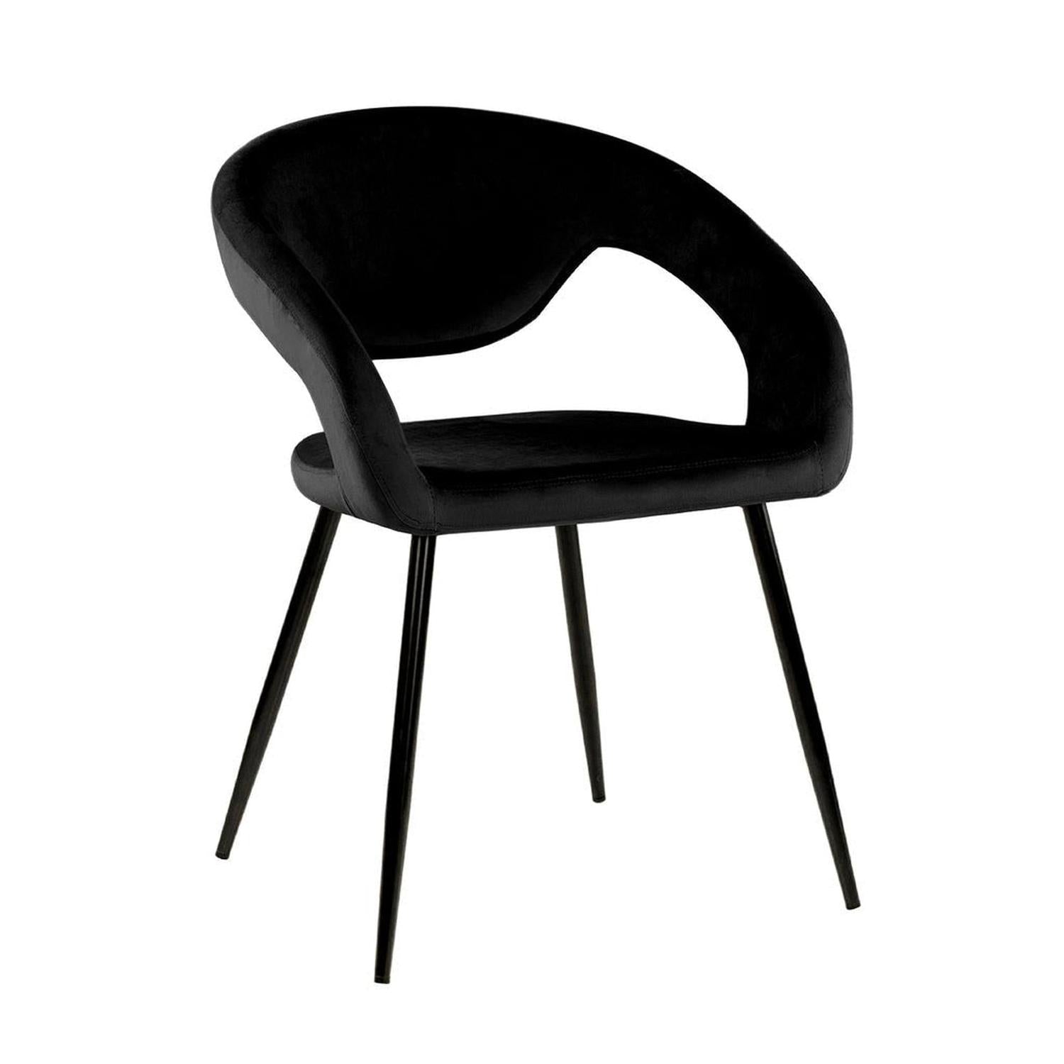 Esszimmerstuhl Lenn aus Samt - Schwarz-Esszimmerstühle-Kick Collection-le canapé